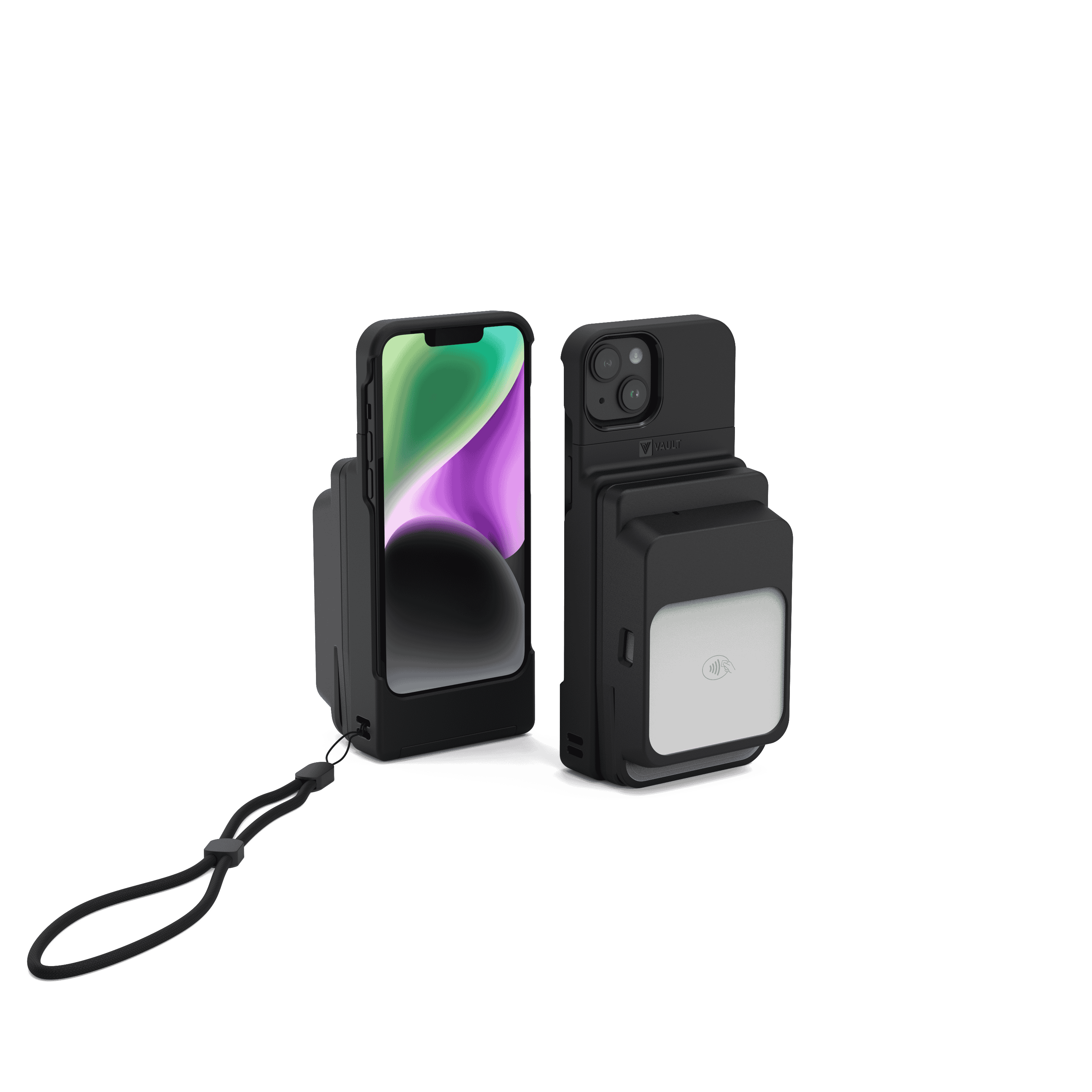 Vault Connect System mPOS Case for iPhone 12, 13 and 14 with Stripe M2 Reader Adapter, Black