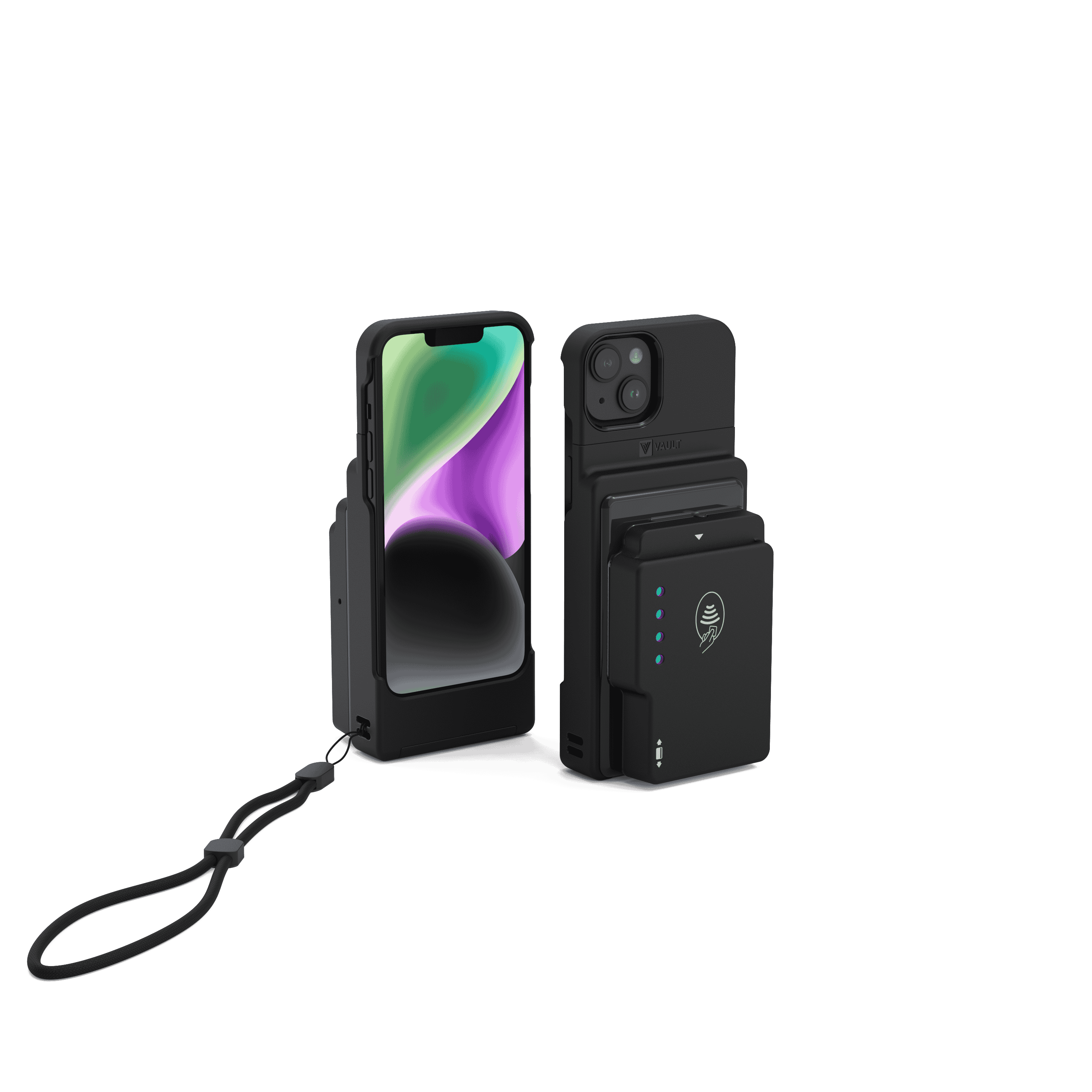 Vault Connect System mPOS Case for iPhone 12, 13 and 14 with ID Tech VP3300 BT Reader Adapter, Black