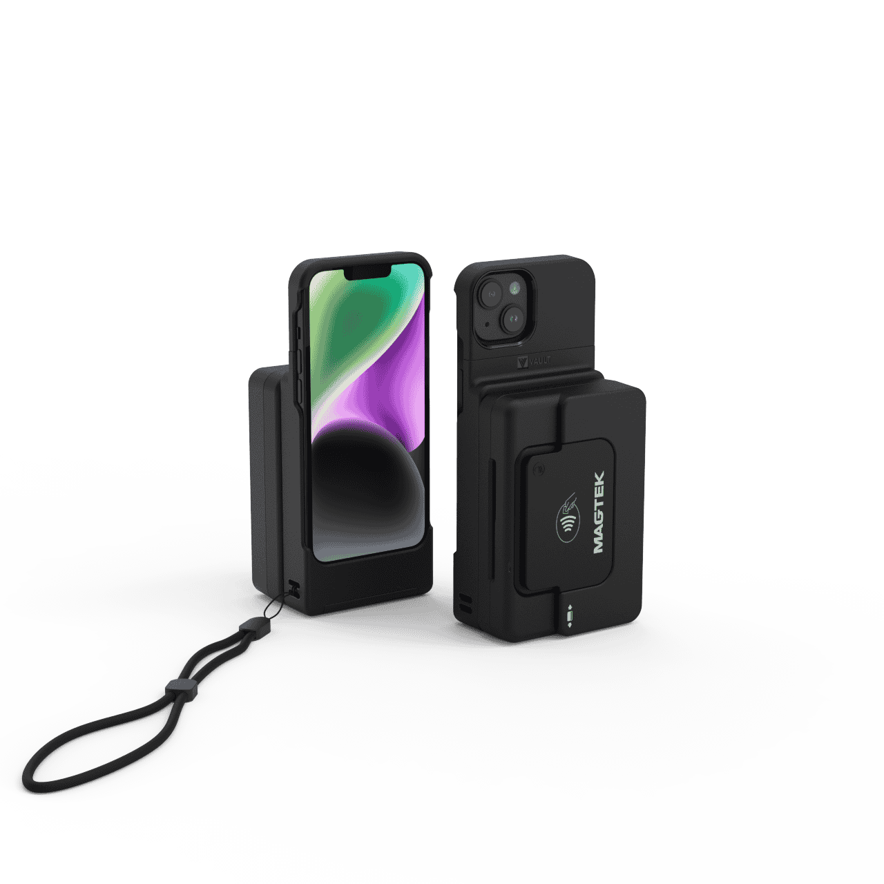 Vault Connect System Case for iPhone 14/13/12 with MagTek iDynamo 6 Adapter, Black