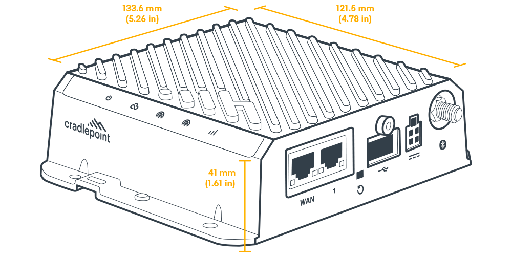 Cradlepoint R920 ruggedized metal LTE vehicle router with SMA and RP-SMA antenna connectors. — view 4