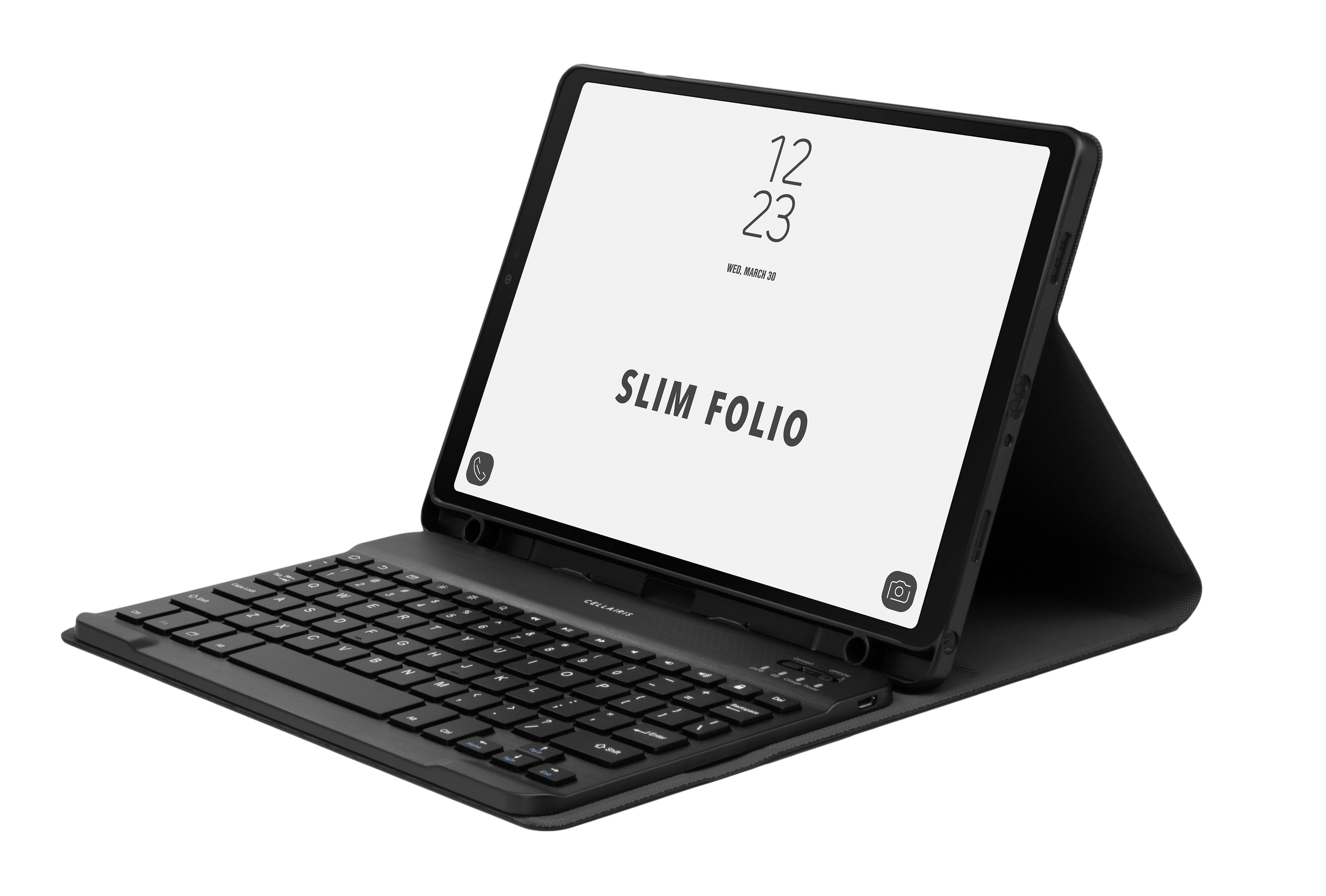 Cellairis Slim Folio Bluetooth Keyboard Case with Trackpad for Samsung Galaxy Tab A9+, Black