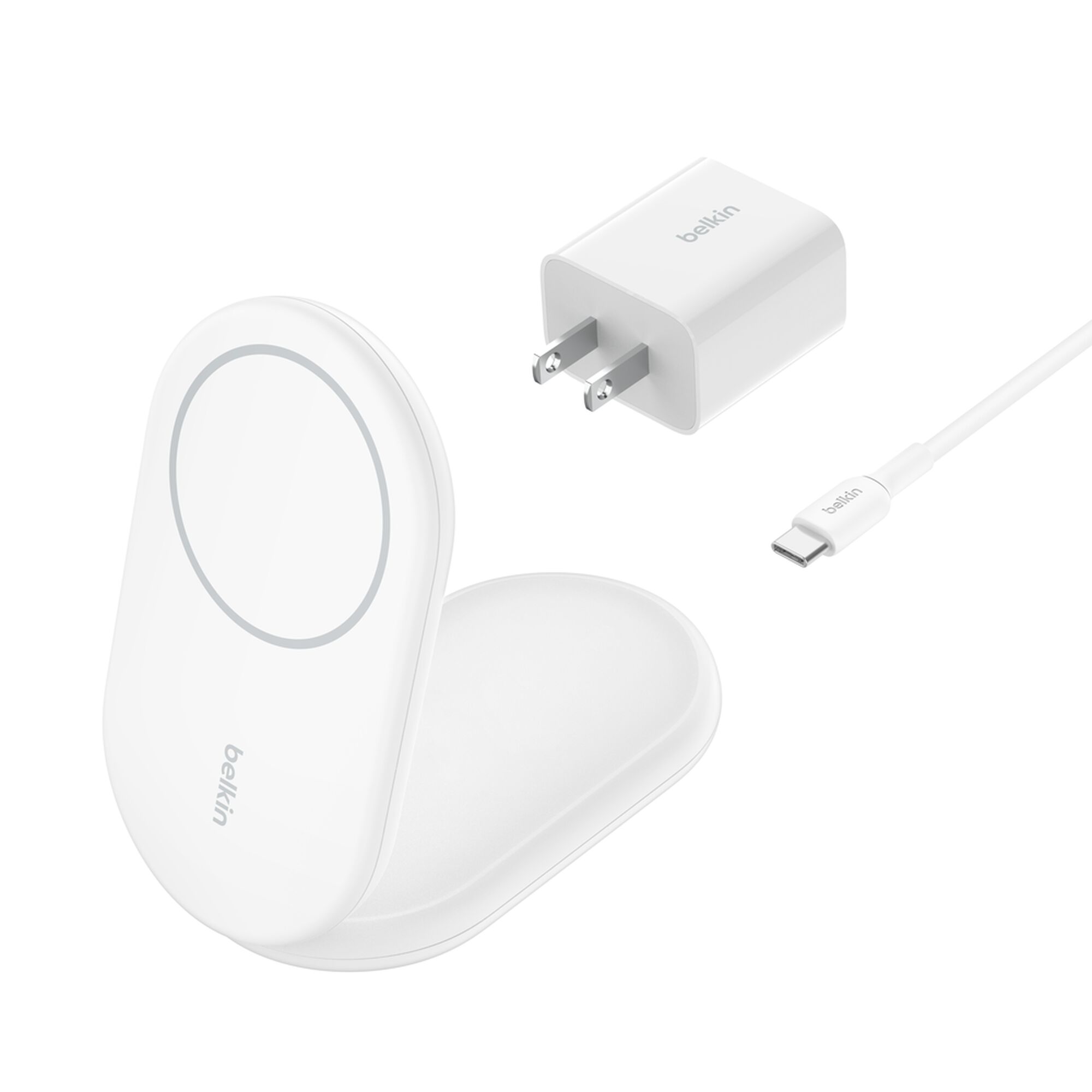 Belkin BoostCharge Qi2 15W Magnetic Foldable Wireless Charging Stand, White