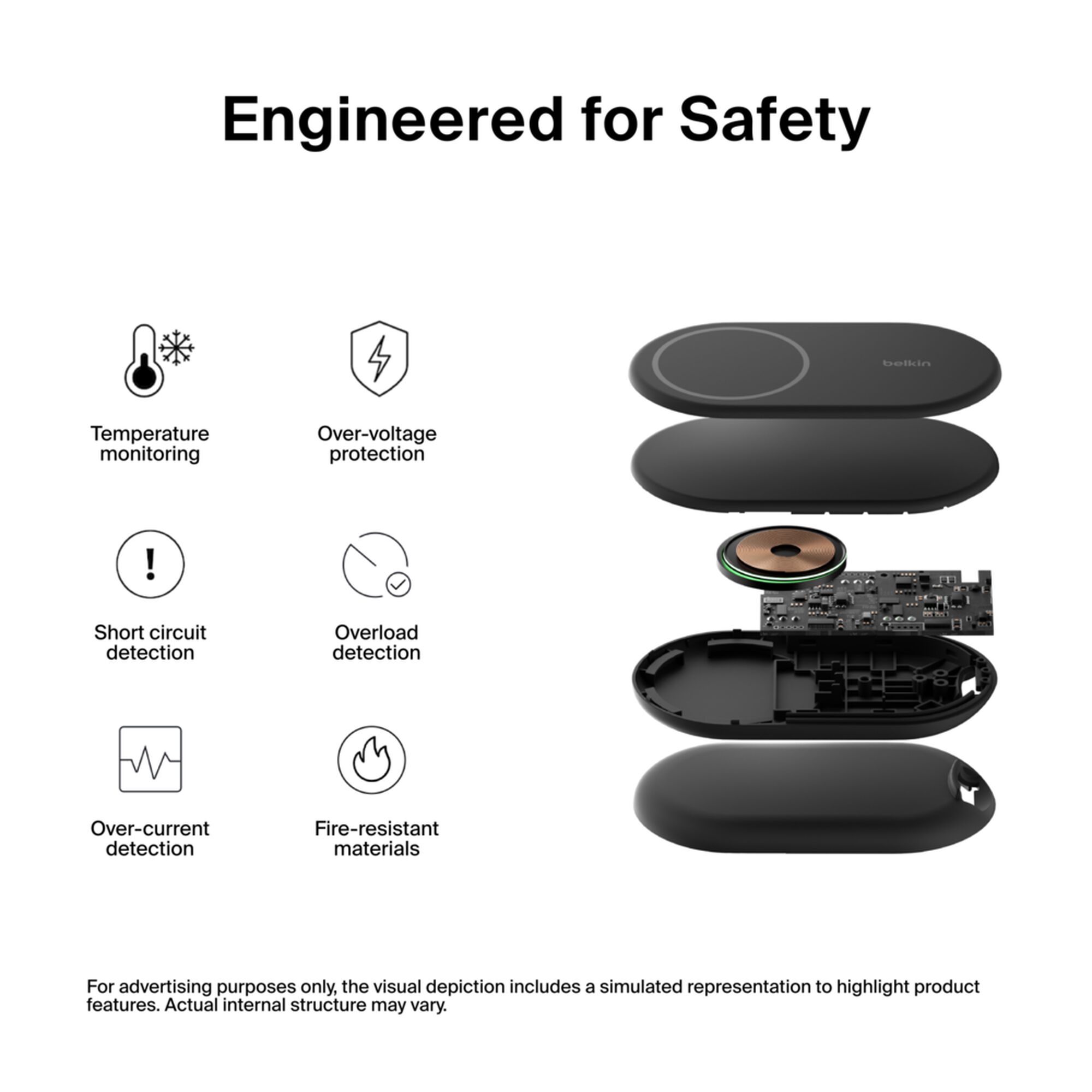 Black Belkin BoostCharge Qi2 15W magnetic foldable wireless charging stand holding an iPhone upright. — view 7