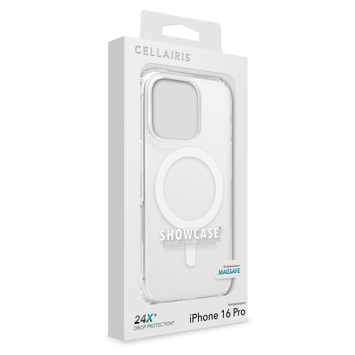 Cellairis Showcase Halo clear case with white MagSafe ring on an Apple iPhone 16 Pro. — view 7
