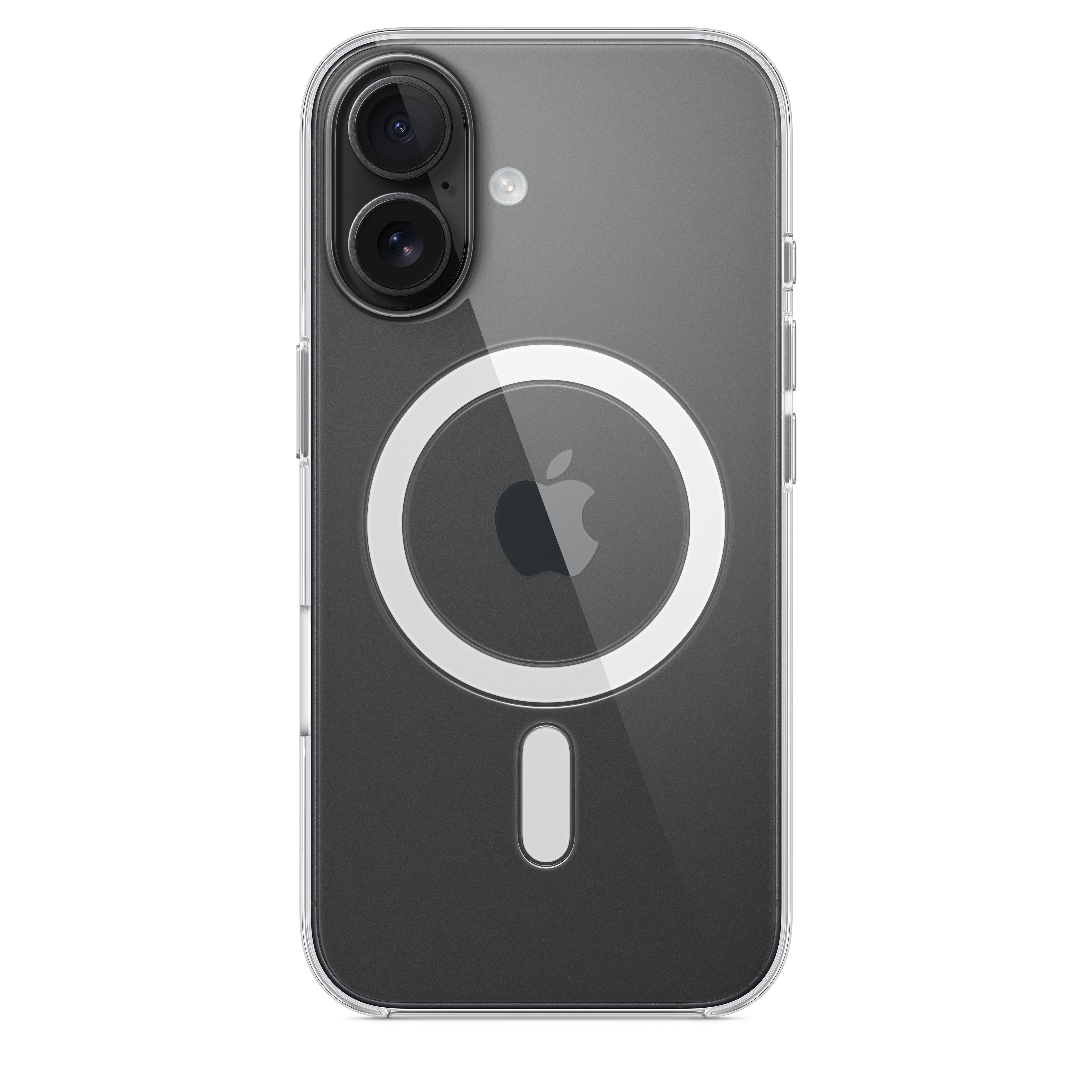 Apple iPhone 16 Clear Case with MagSafe, a transparent case showing the phone's colored finish and the MagSafe magnet ring. — view 5