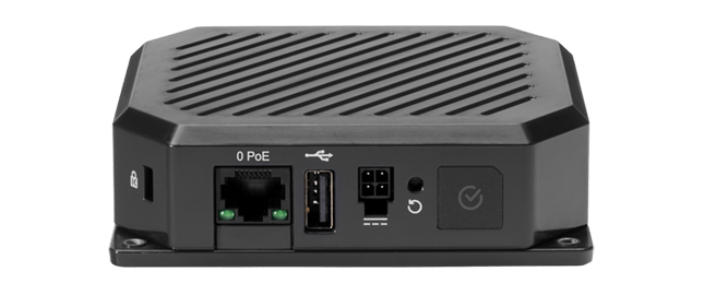 Ericsson Cradlepoint S400 compact semi-ruggedized LTE IoT router with SMA antenna connectors and Ethernet port. — view 2