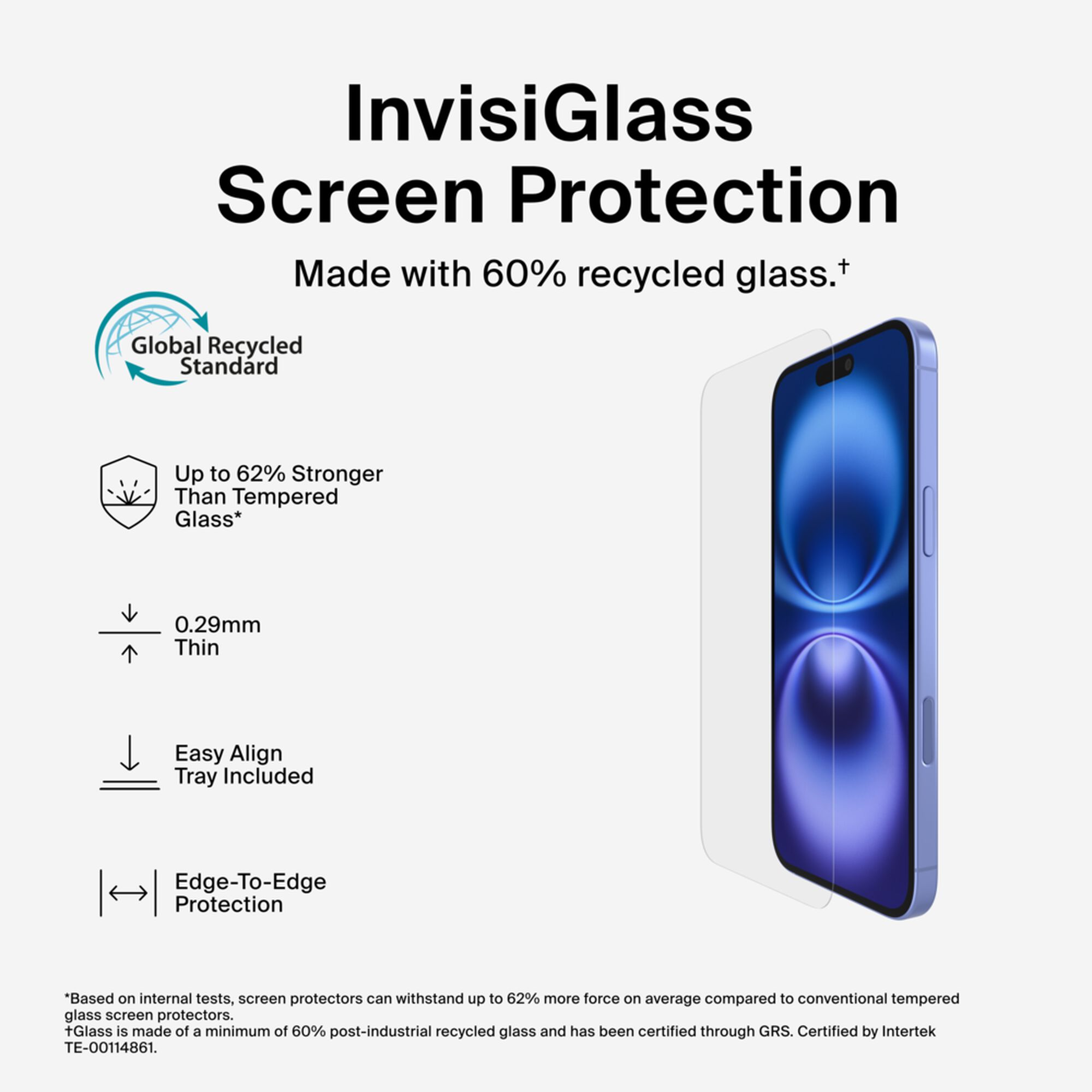 Belkin ScreenForce InvisiGlass Treated screen protector with Easy Align tray for iPhone 16 Plus, iPhone 15 Plus and iPhone 14 Pro Max. — view 3