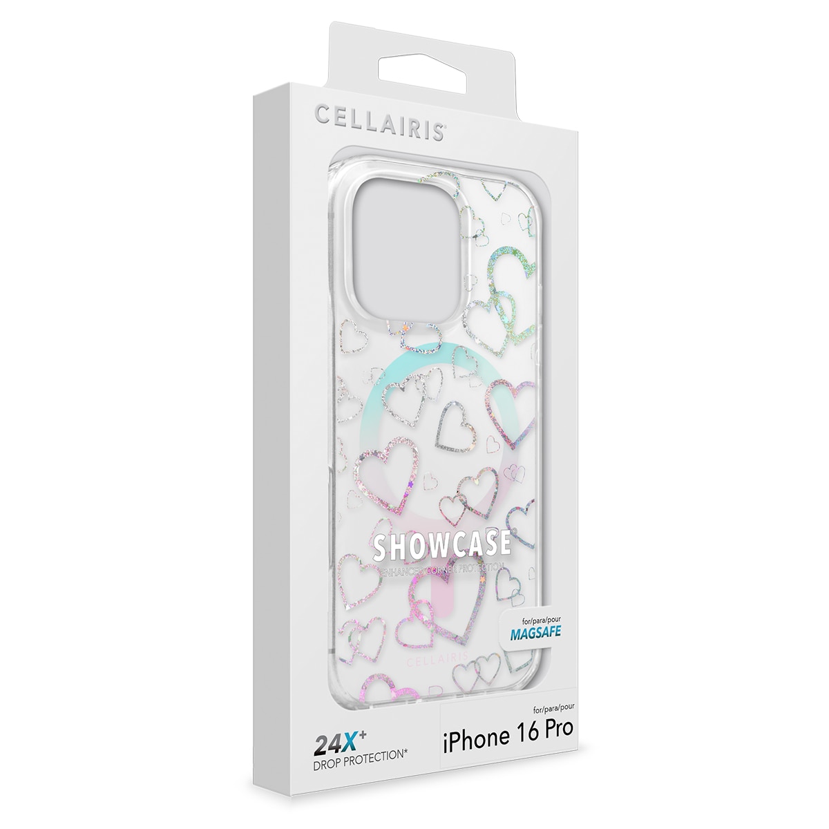 Cellairis Showcase clear case with Heart to Heart print and MagSafe magnets for Apple iPhone 16 Pro. — view 7