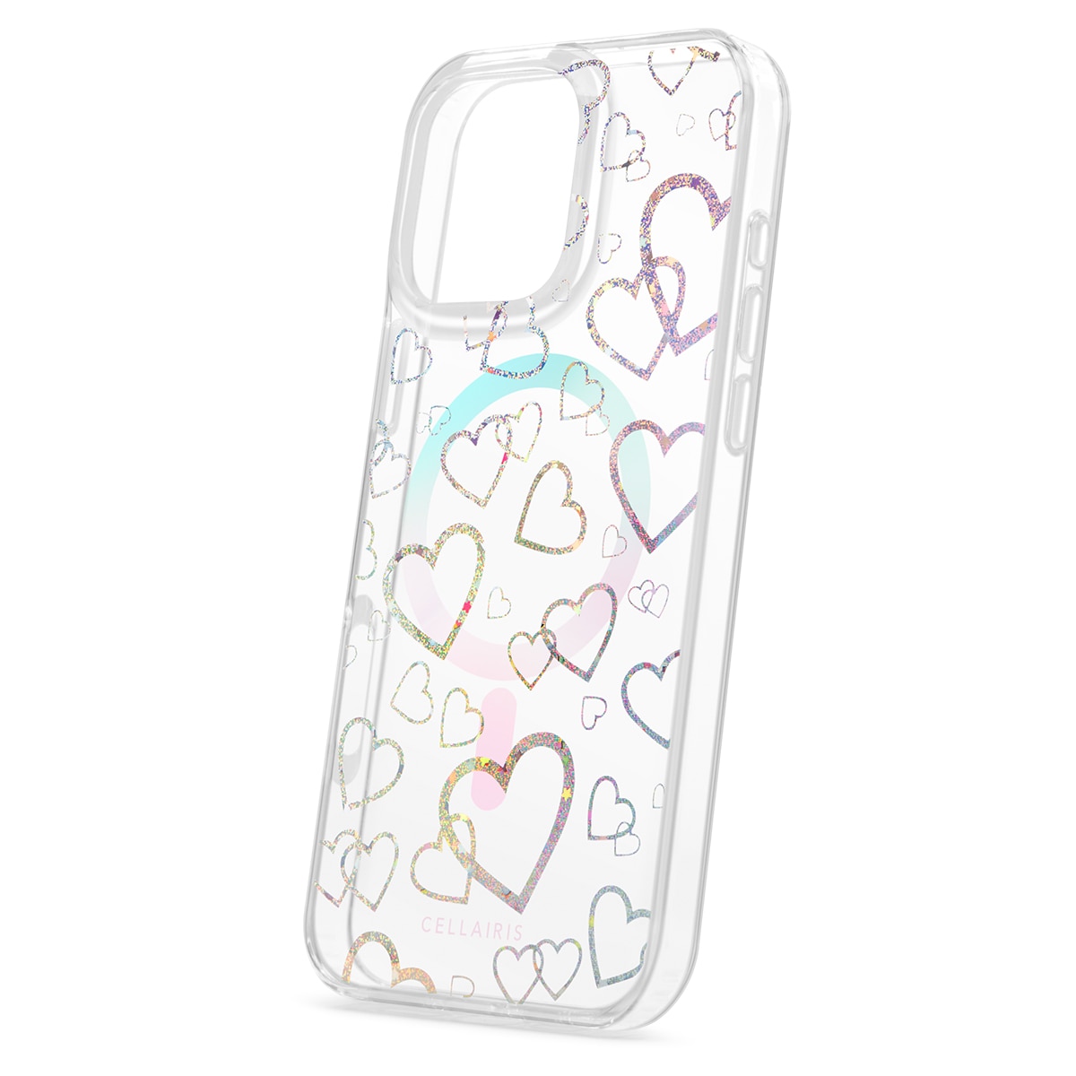 Cellairis Showcase clear case with Heart to Heart print and MagSafe magnets for Apple iPhone 16 Pro. — view 3