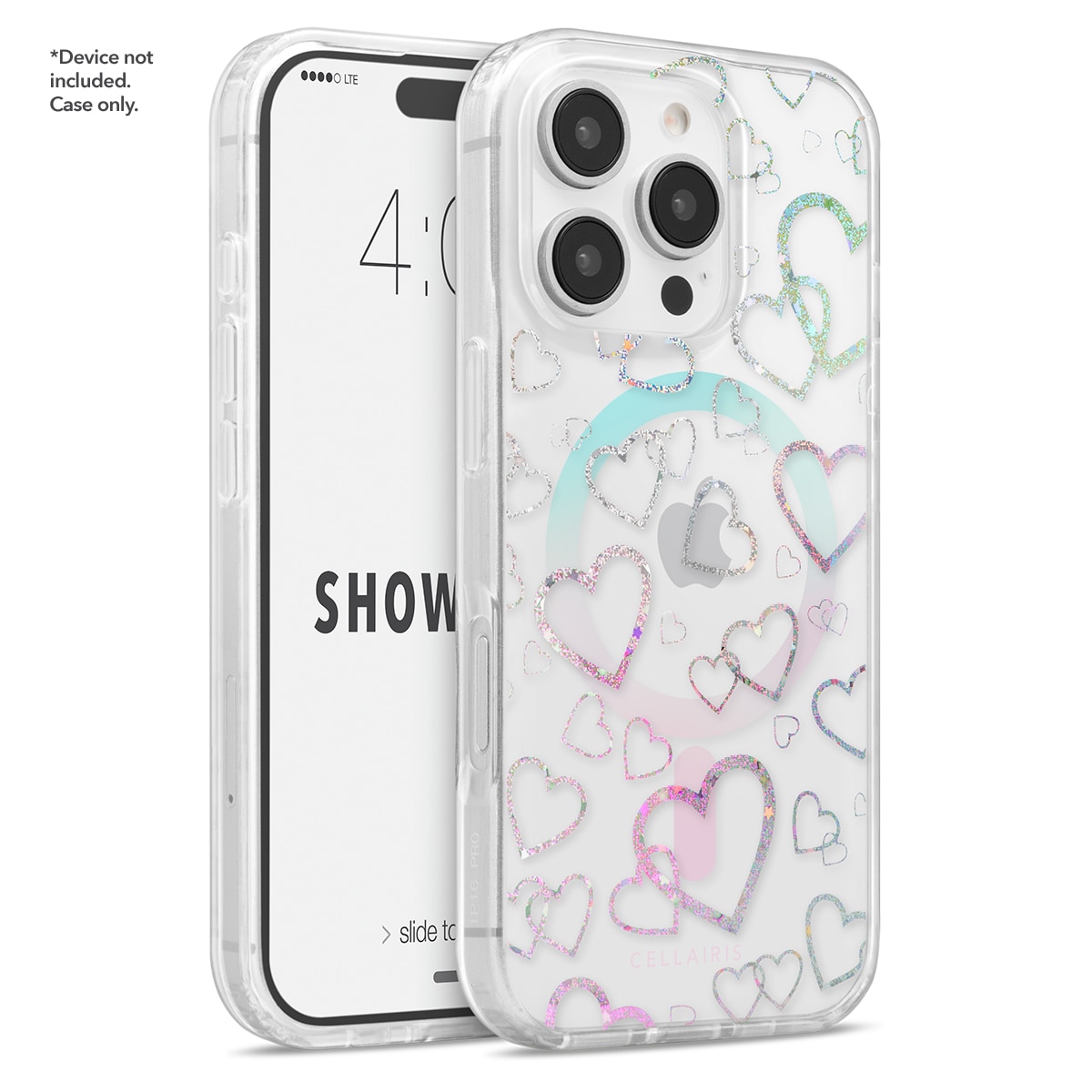 Cellairis Showcase clear case with Heart to Heart print and MagSafe magnets for Apple iPhone 16 Pro. — view 2