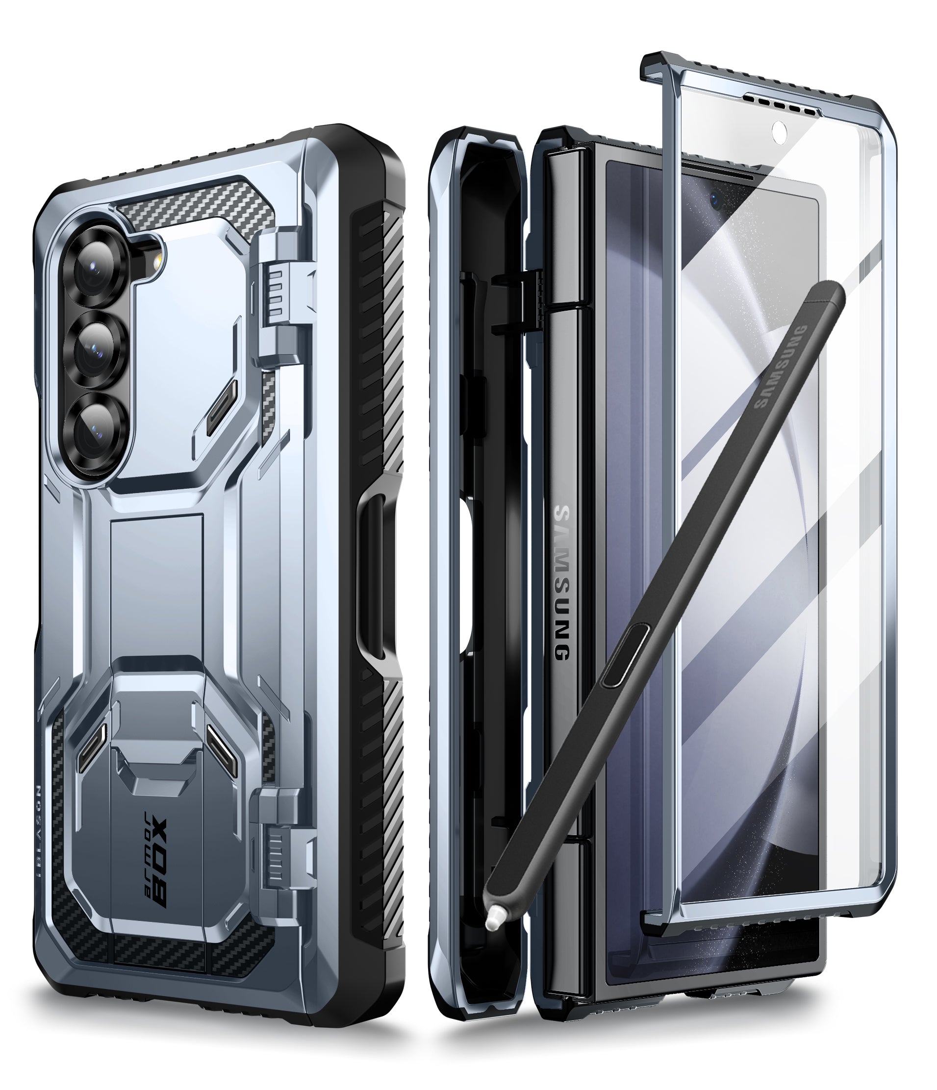 i-Blason Armorbox Rugged Case with Kickstand for Samsung Galaxy Z Fold6 - Metallic Blue