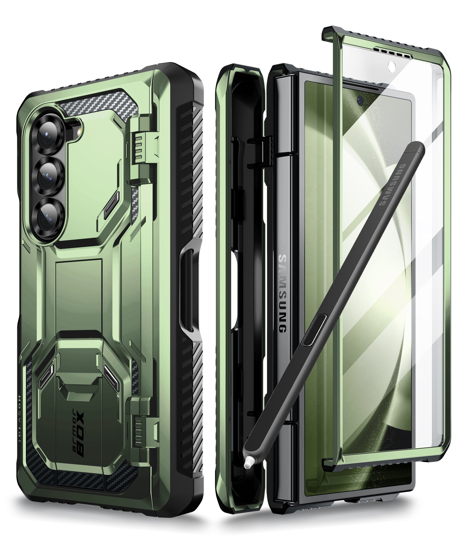 i-Blason Armorbox Galaxy Z Fold6 Case with Built-In Screen Protector and Kickstand, Dark Green