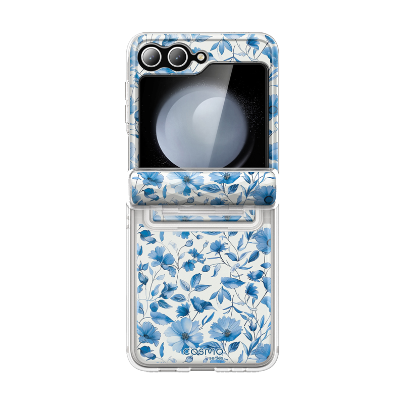 i-Blason Cosmo Classic Case for Samsung Galaxy Z Flip6 and Z Flip5 - Blue Floral