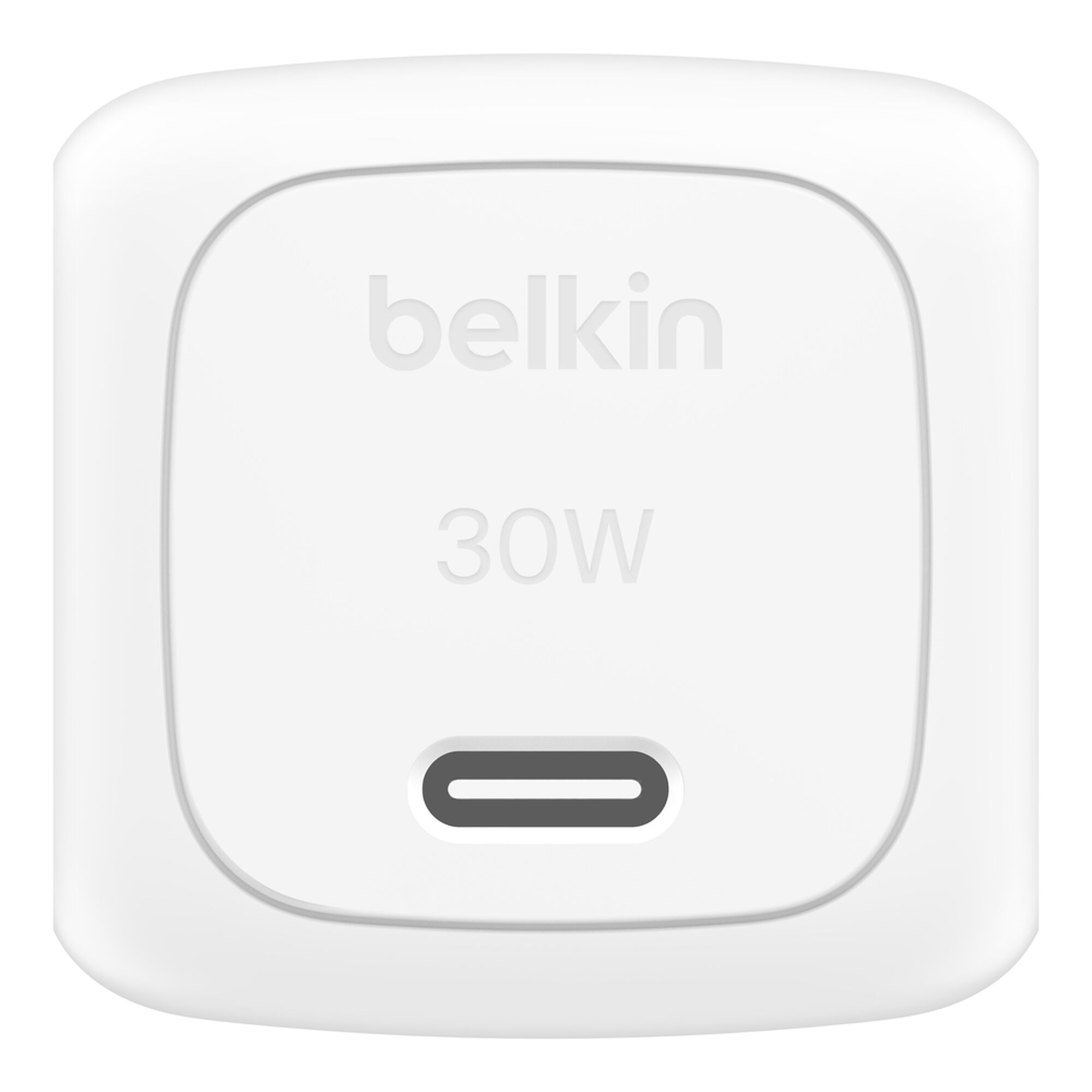 White Belkin BoostCharge compact 30W USB-C cube wall charger with a USB-C to USB-C cable. — view 11