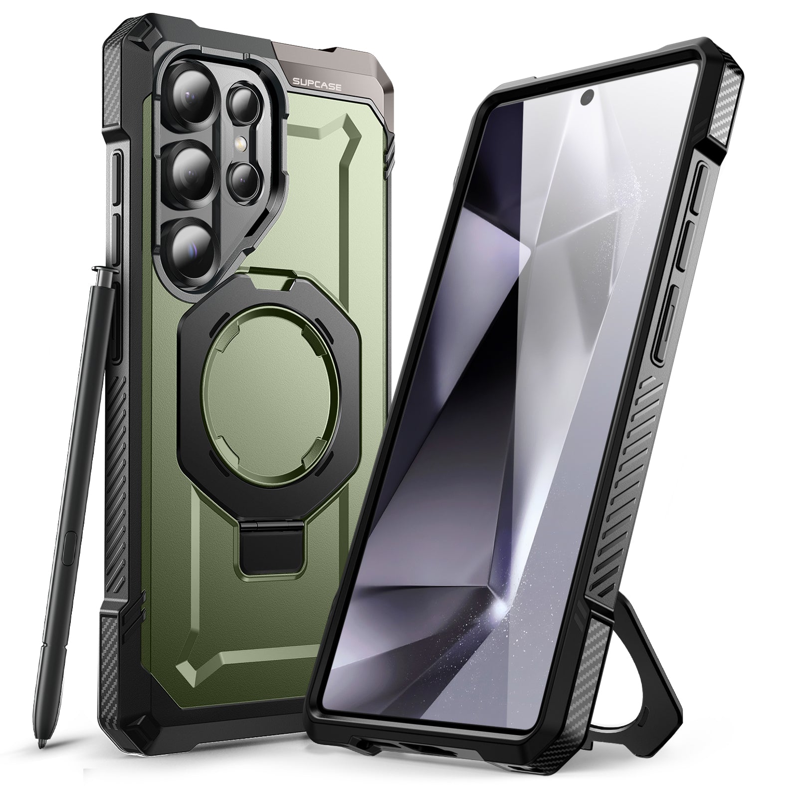 SUPCASE UB Grip MagSafe Case for Galaxy S25 Ultra with Ring Kickstand, Dark Green