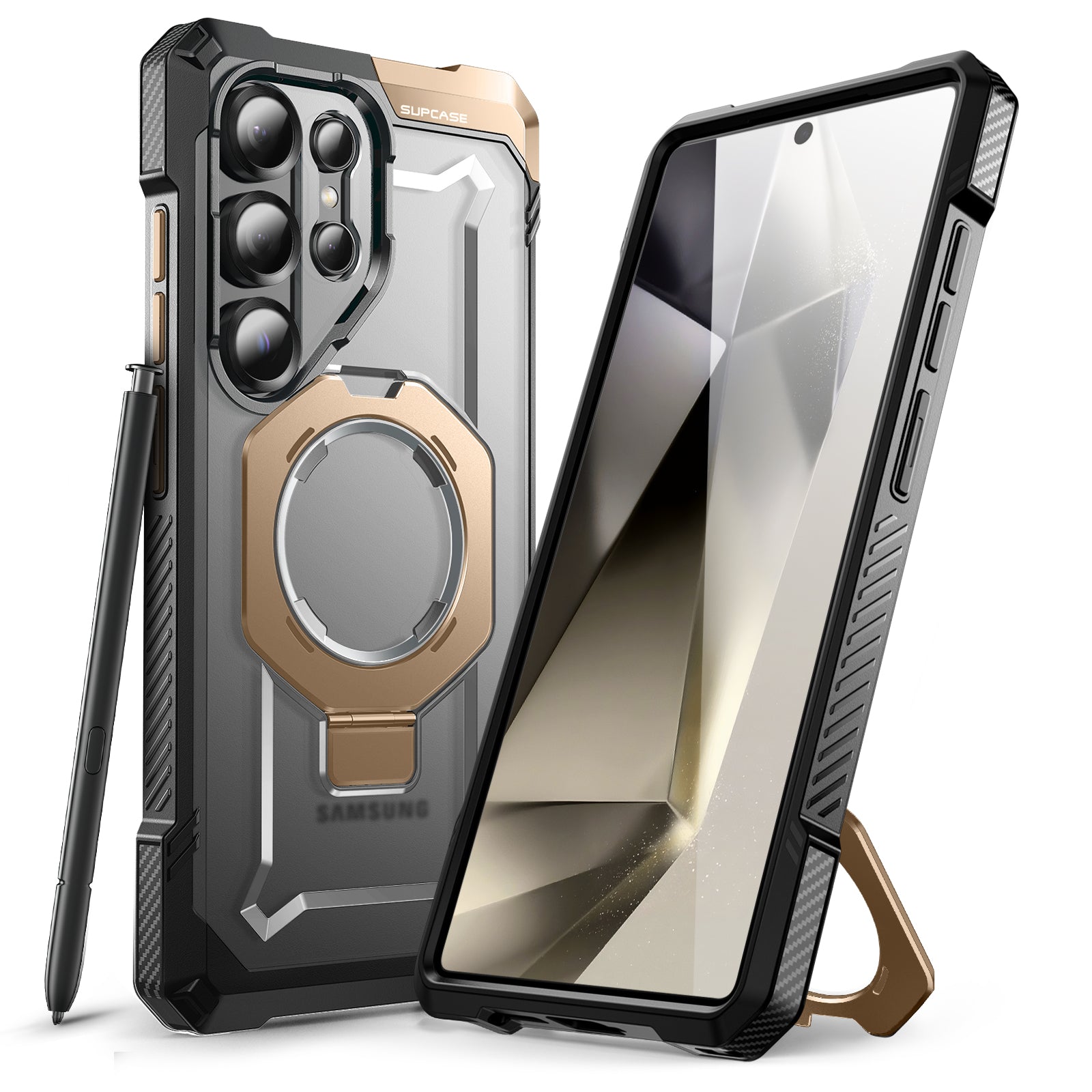 SUPCASE UB Grip MagSafe Case for Galaxy S25 Ultra with Ring Kickstand, Gold
