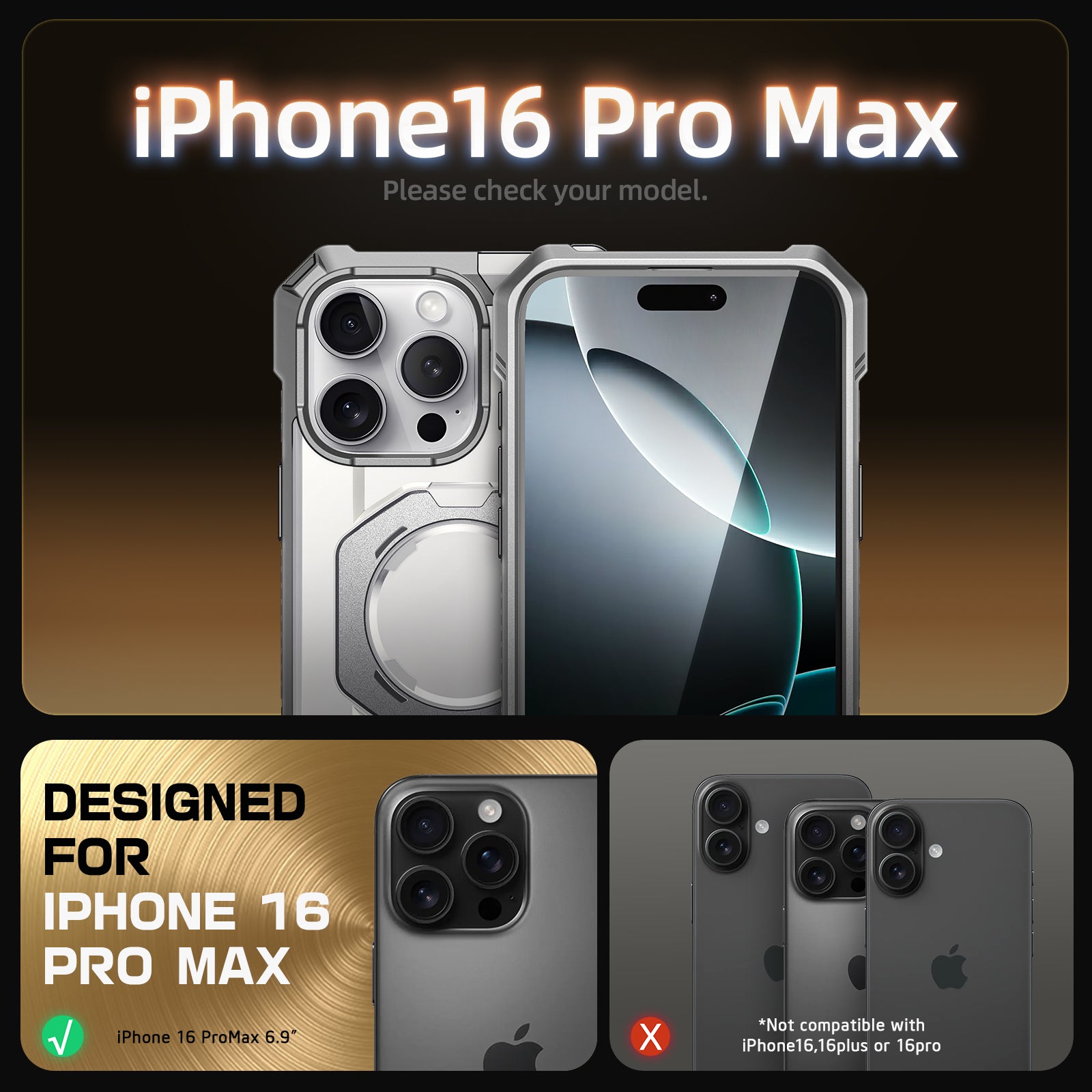 White SUPCASE UB Grip case on an iPhone 16 Pro Max with its aluminum kickstand extended. — view 5