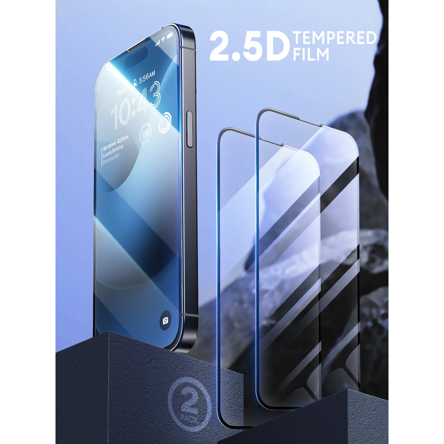 Clear i-Blason 2.5D tempered glass screen protector shown on an iPhone 15 6.1-inch display. — view 4