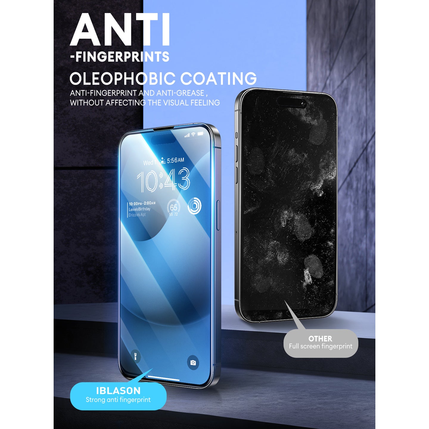 Clear i-Blason 2.5D tempered glass screen protector shown on an iPhone 15 6.1-inch display. — view 7