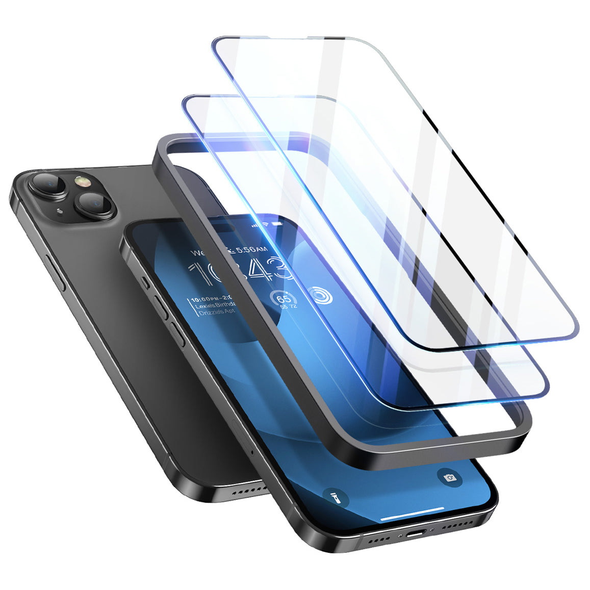 Clear i-Blason 2.5D tempered glass screen protector shown on an iPhone 15 6.1-inch display. — view 2