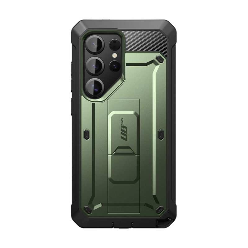 SUPCASE Unicorn Beetle PRO Rugged Case for Galaxy S25 Ultra with Holster and Screen Protector Frame, Dark Green