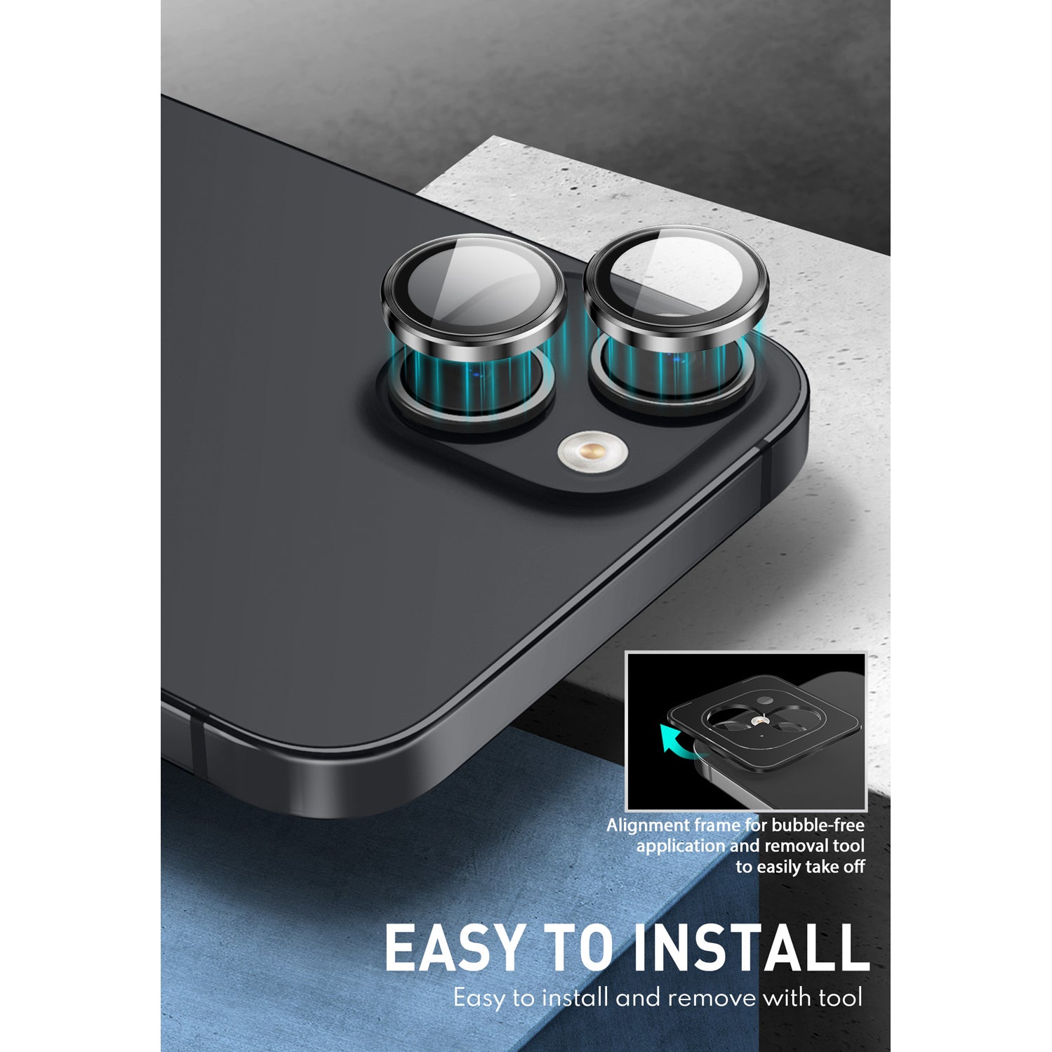 i-Blason black tempered glass camera lens protector for iPhone 15 and iPhone 15 Plus. — view 6