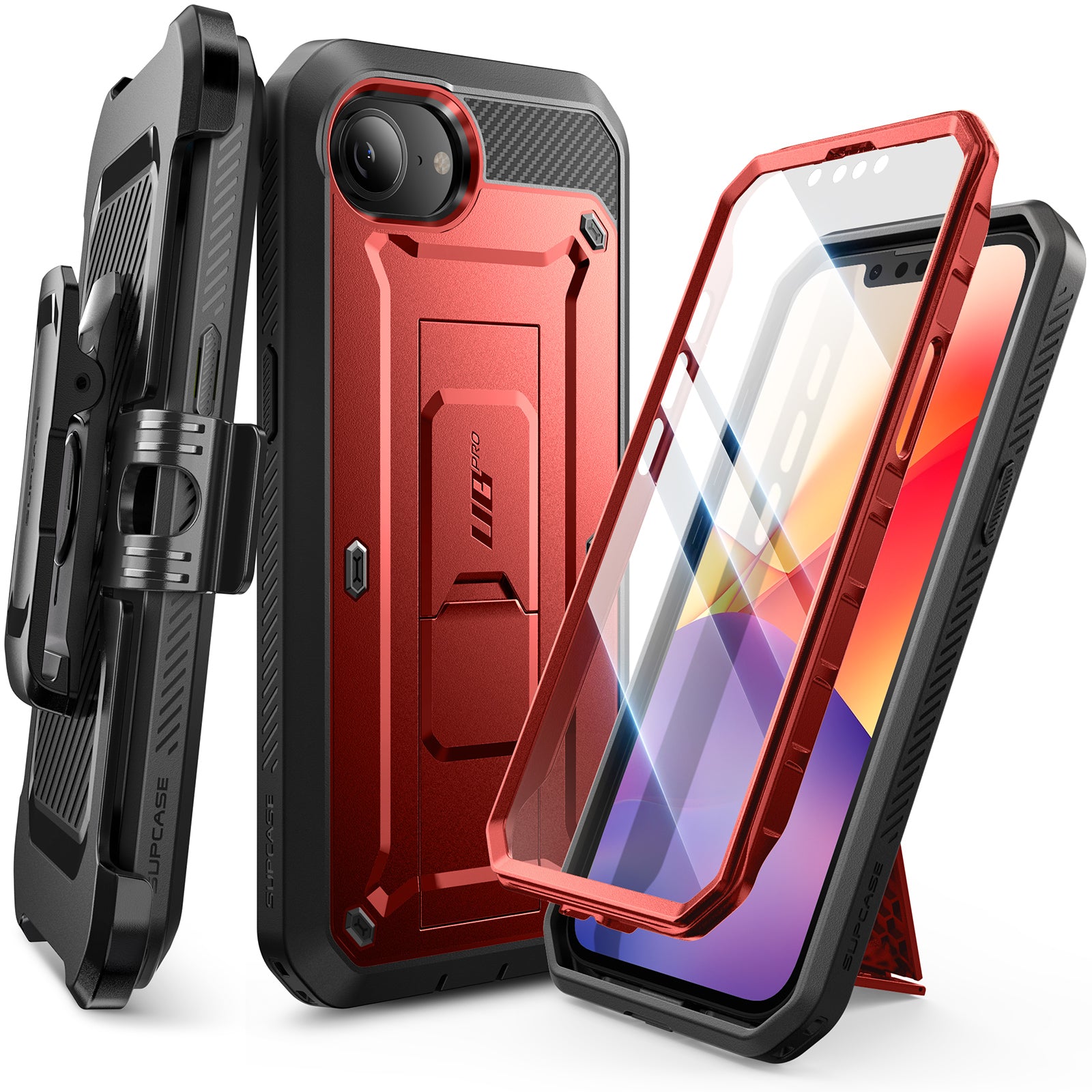 SUPCASE UB Pro Rugged Case for iPhone 17e and iPhone 16e, Metallic Red