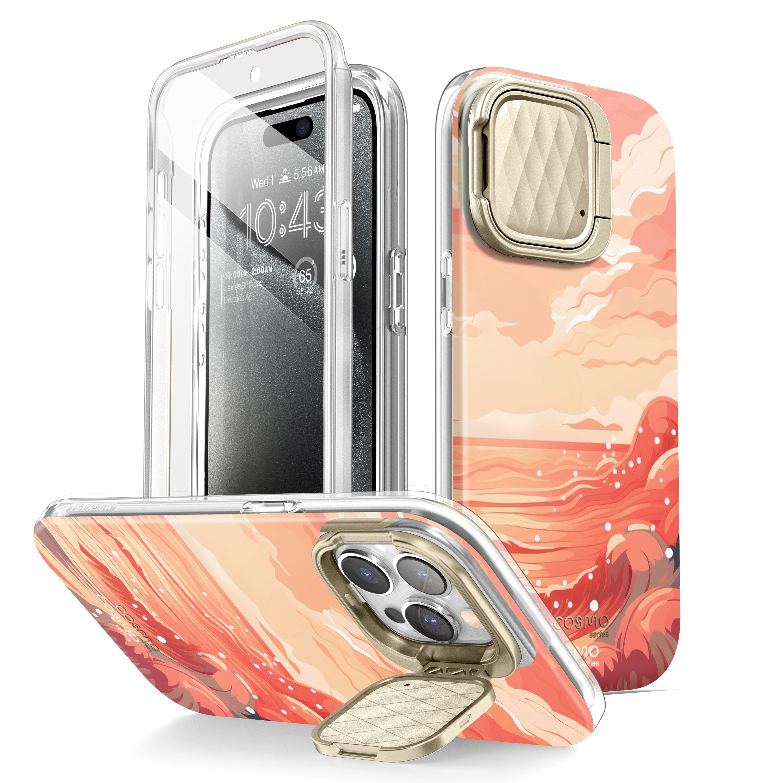 i-Blason Cosmo Mag case with the Ocean Sunset design on an iPhone 15 Pro Max. — view 3