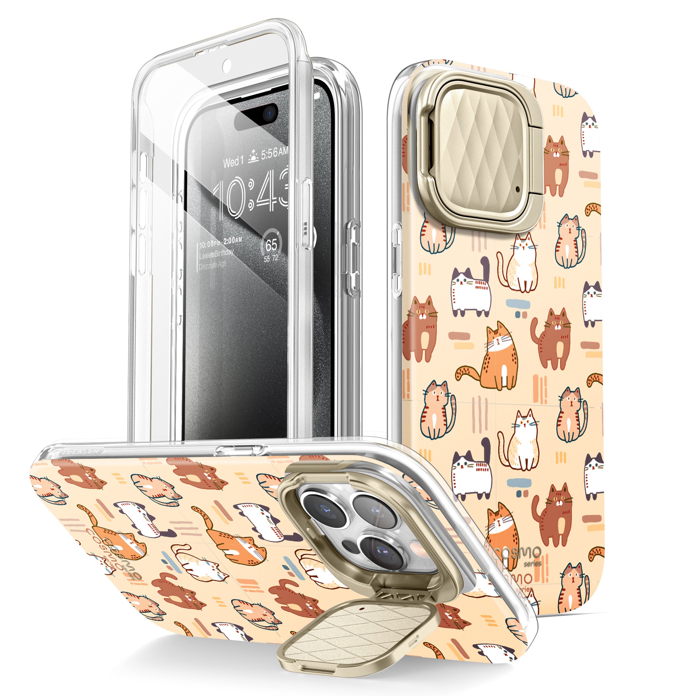 i-Blason Cosmo Mag case with an illustrated cats design on an iPhone 15 Pro Max. — view 4