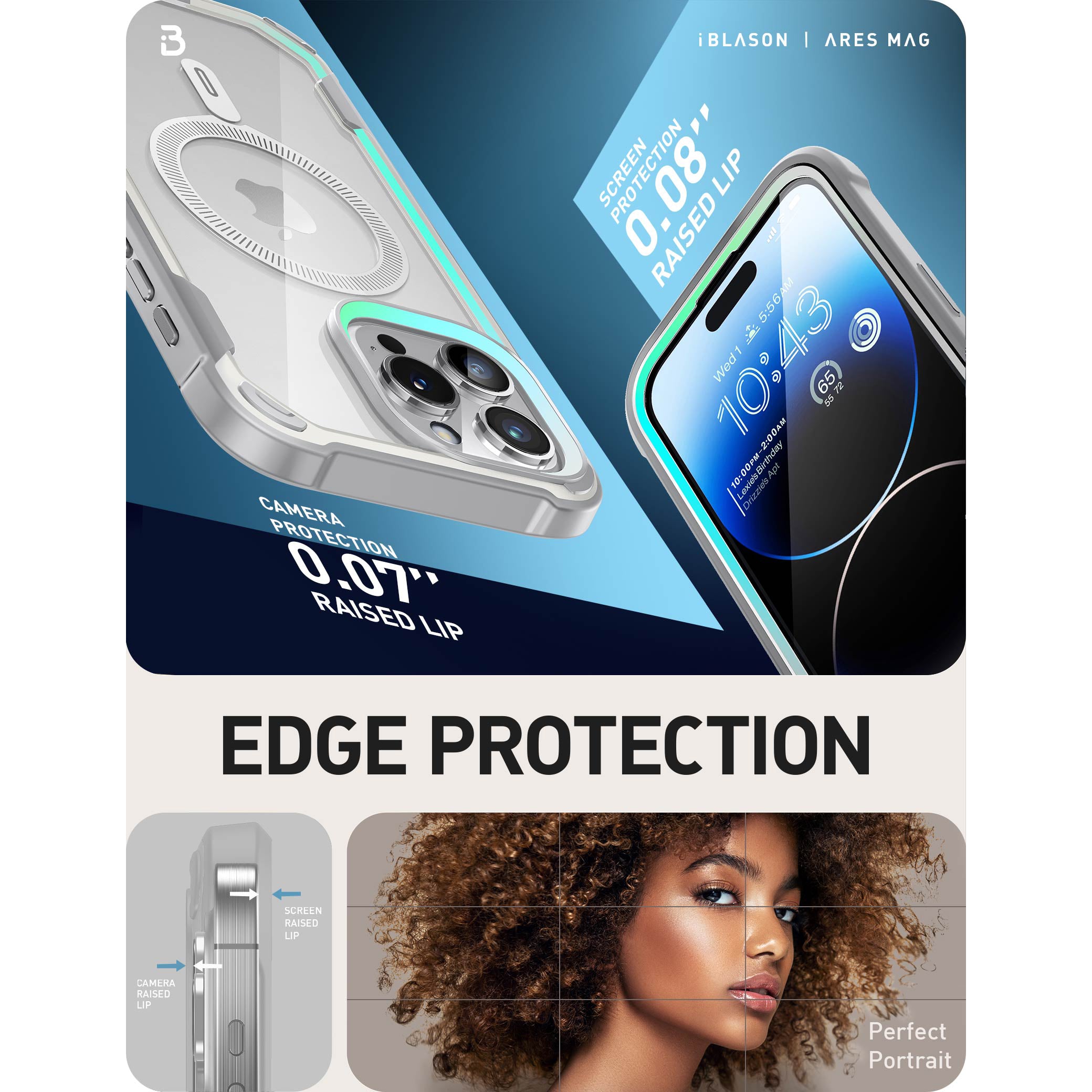 White i-Blason Ares Mag full-body case on an iPhone 15 Pro Max. — view 7