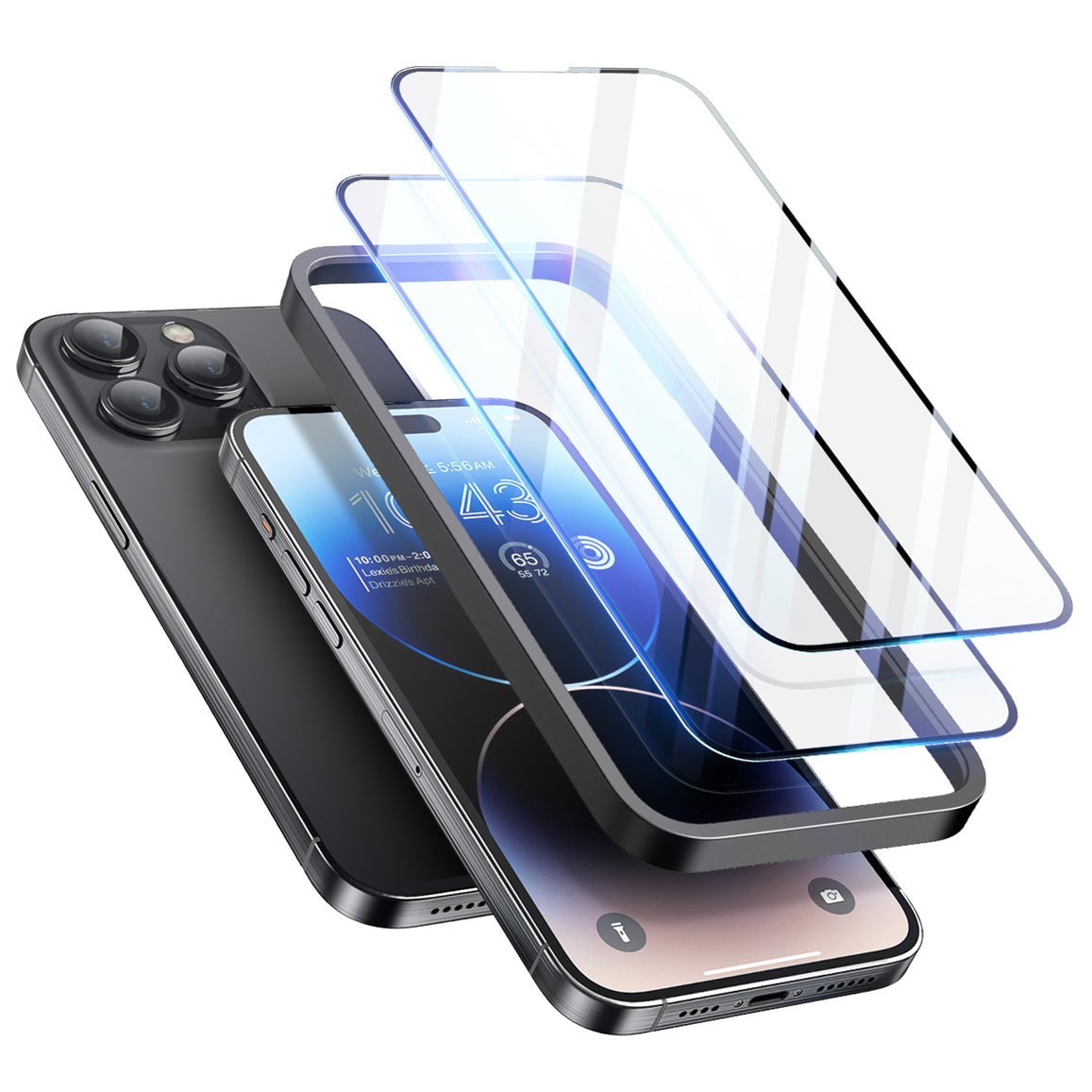 i-Blason clear 2.5D tempered glass screen protector two-pack for iPhone 15 Pro. — view 2