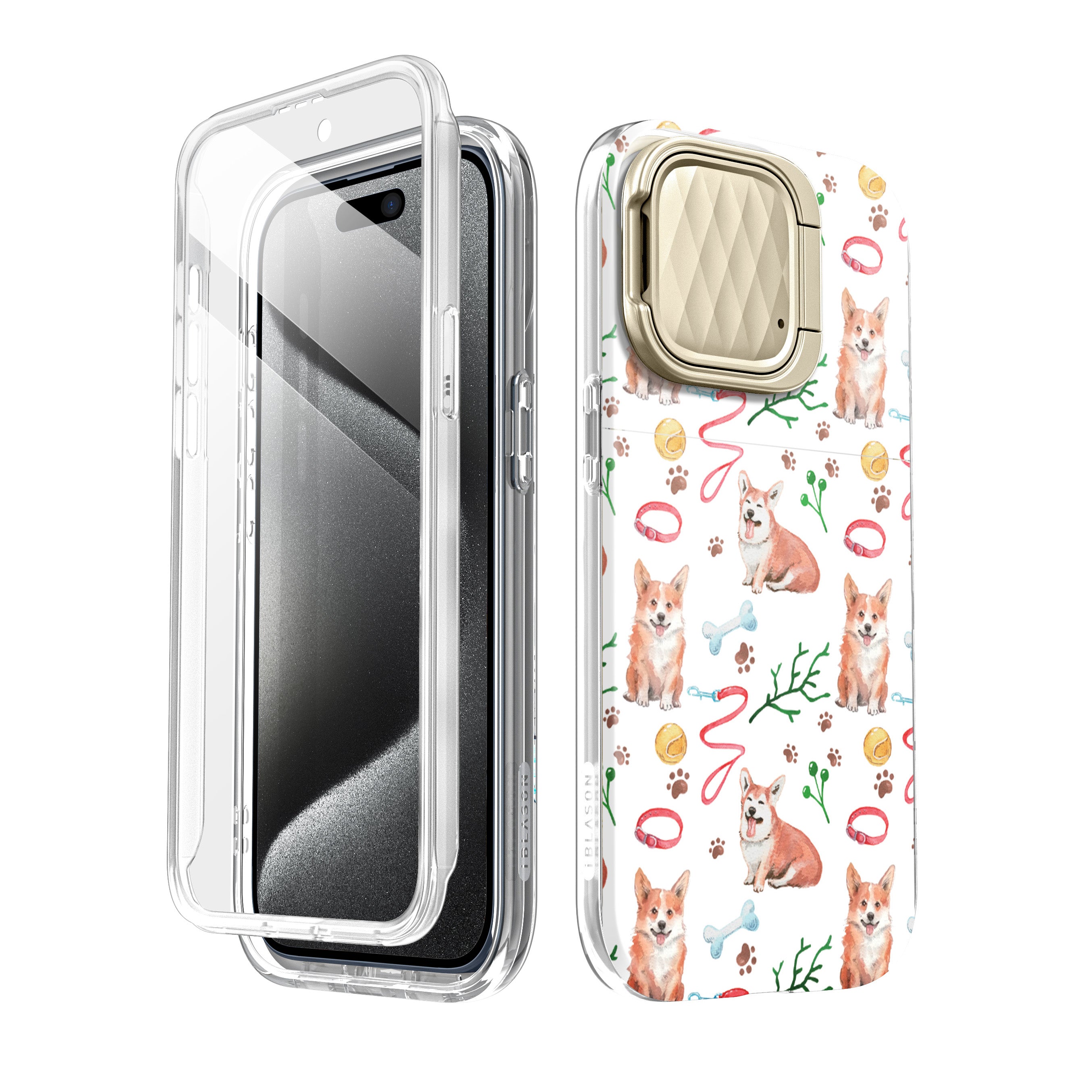i-Blason Cosmo Mag case with a Corgi print on an iPhone 15 Pro Max. — view 2