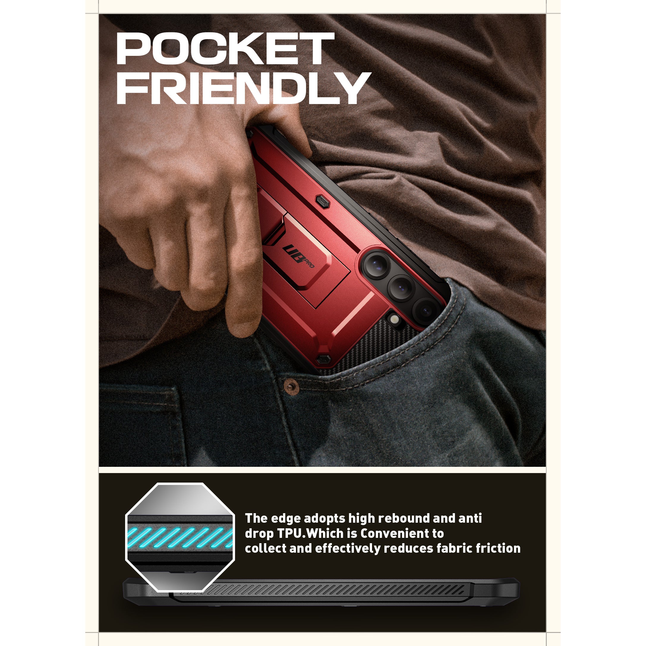 SUPCASE Unicorn Beetle PRO rugged case in Metallic Red on a Samsung Galaxy S25 Plus with kickstand and belt clip holster. — view 8