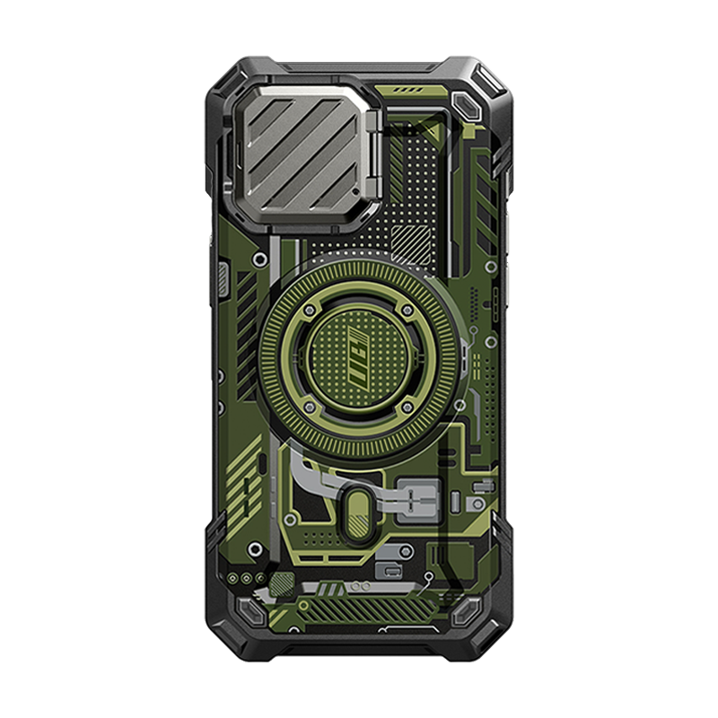 SUPCASE Unicorn Beetle Mag XT MagSafe Case for iPhone 15 Pro Max, Green Circuit