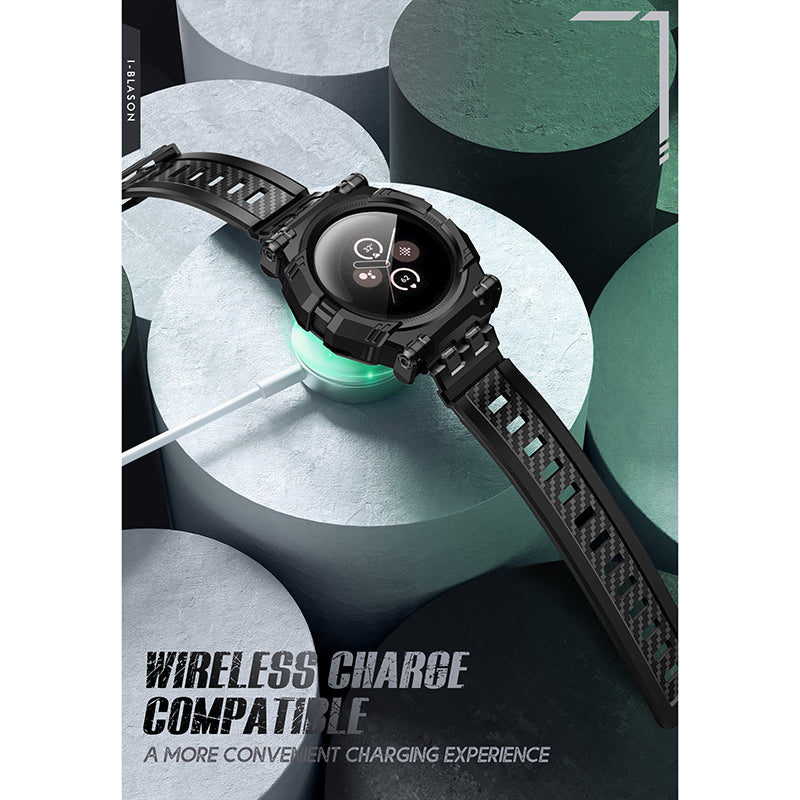 Black i-Blason Armorbox rugged case with integrated wristband fitted to a 41mm Google Pixel Watch. — view 4