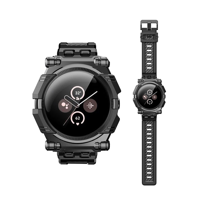Black i-Blason Armorbox rugged case with integrated wristband fitted to a 41mm Google Pixel Watch. — view 9