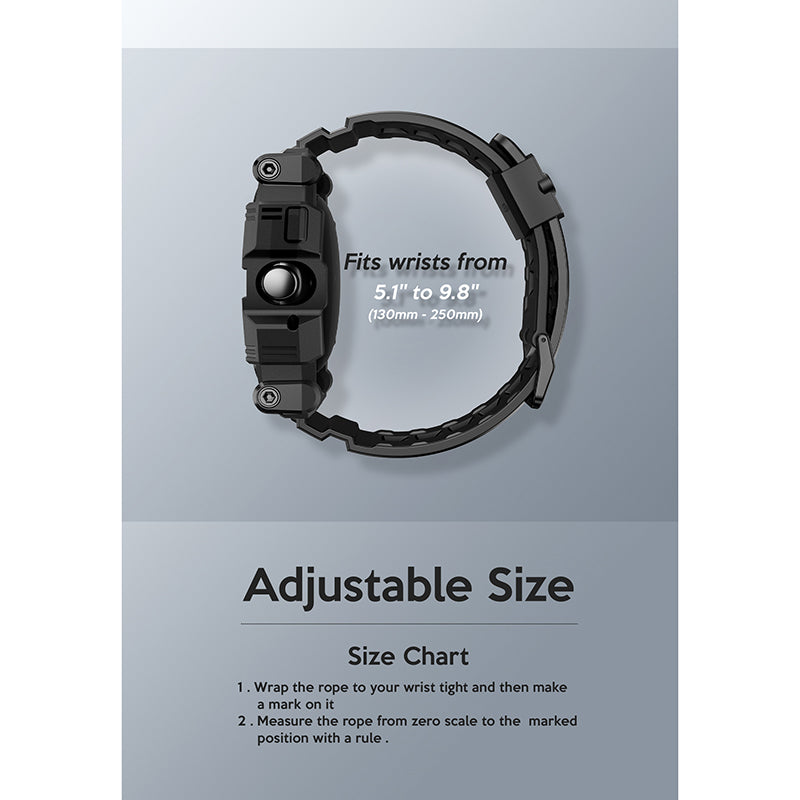 Black i-Blason Armorbox rugged case with integrated wristband fitted to a 41mm Google Pixel Watch. — view 7