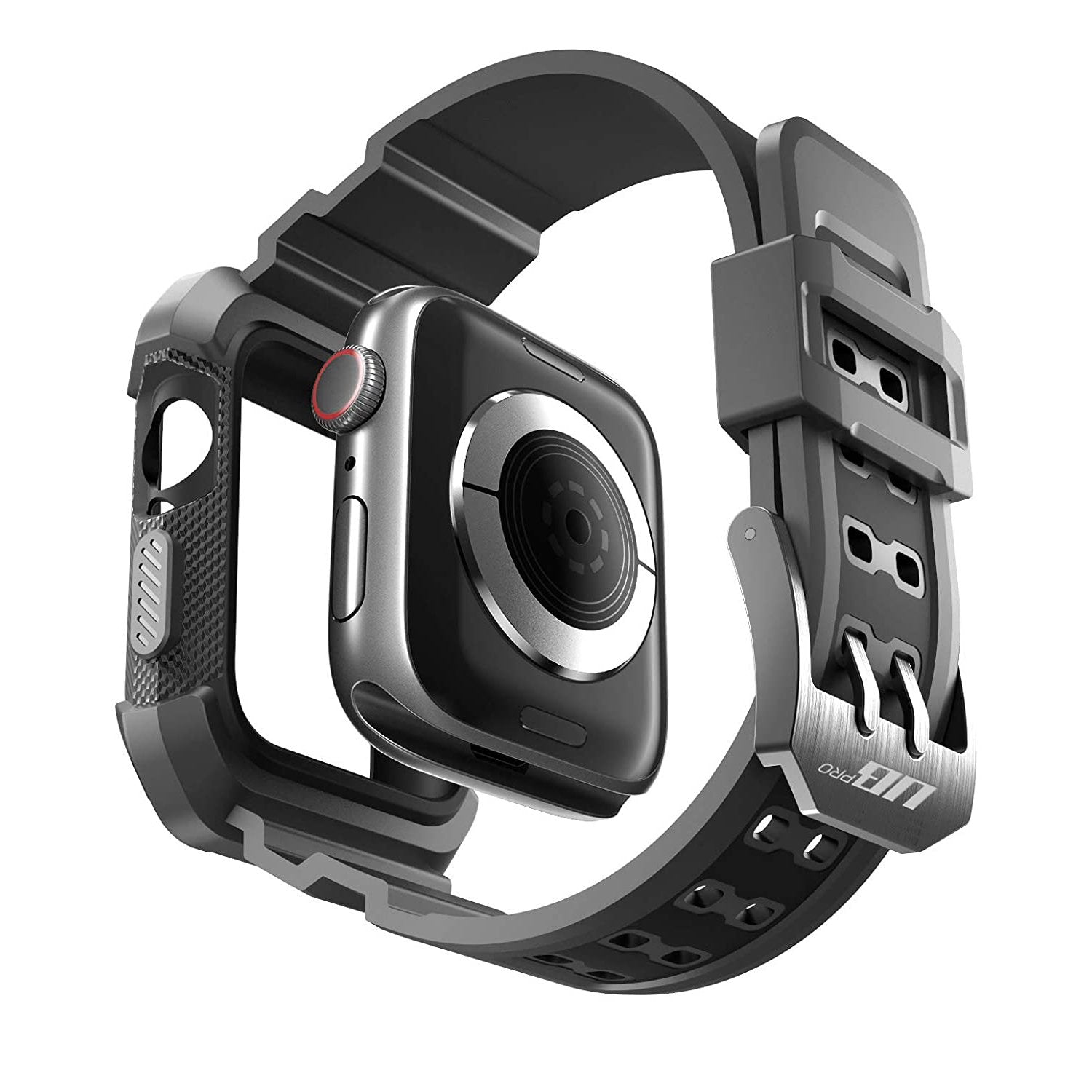 Purple SUPCASE Unicorn Beetle Pro rugged wristband case on a 44mm Apple Watch. — view 5