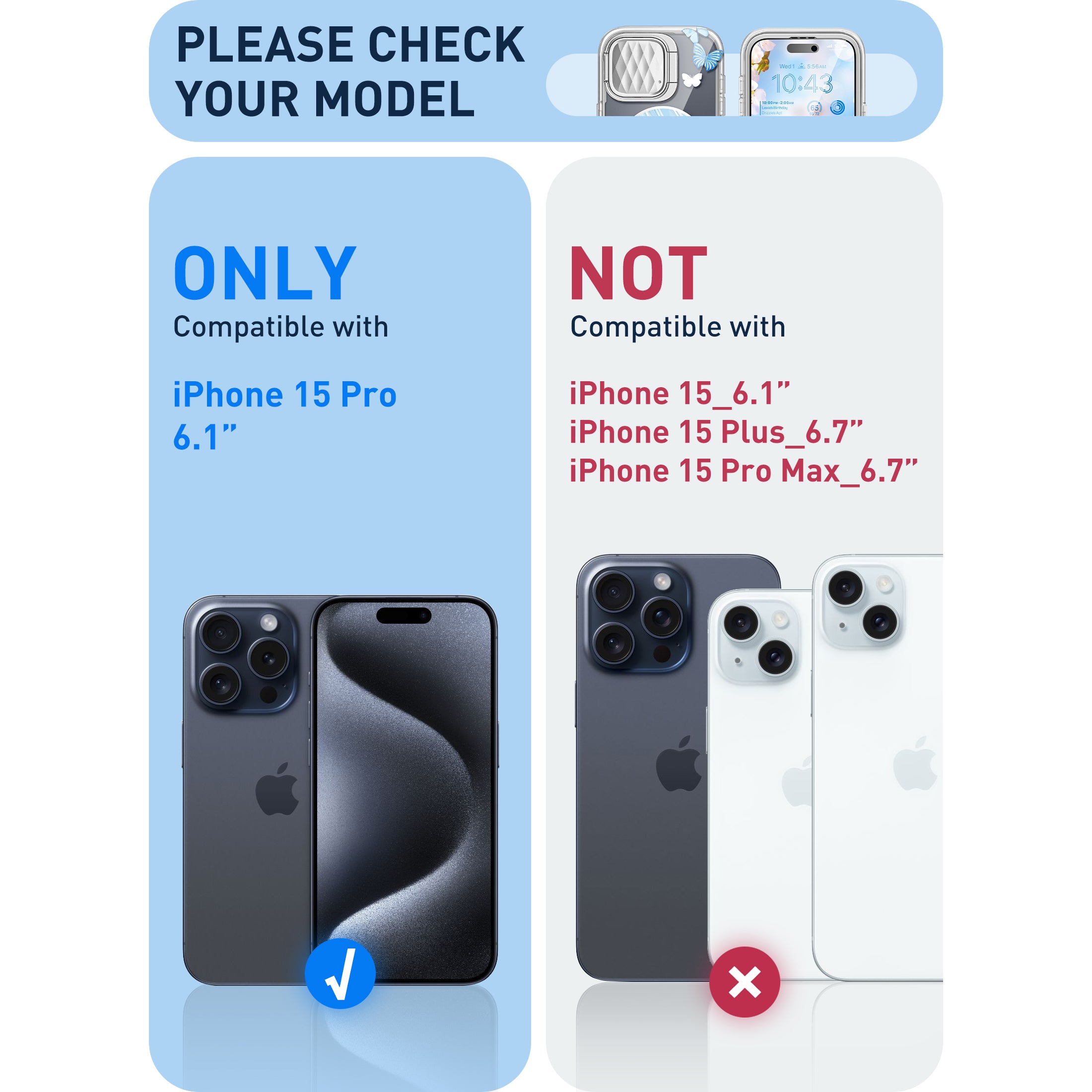 i-Blason Cosmo Mag case in Blue Fly fitted to an iPhone 15 Pro. — view 3