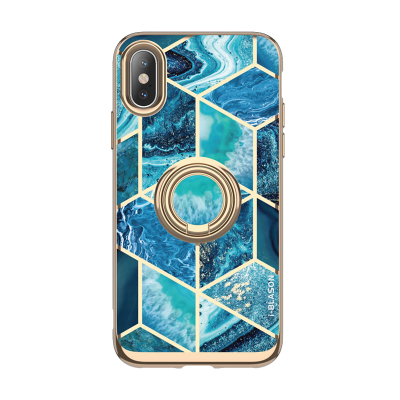 i-Blason Cosmo Snap Case for iPhone XS and iPhone X with Ring Kickstand, Ocean Blue