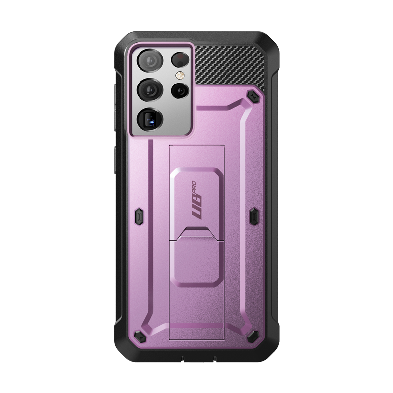 SUPCASE Unicorn Beetle Pro Rugged Case with Kickstand and Holster for Samsung Galaxy S21 Ultra, Metallic Purple