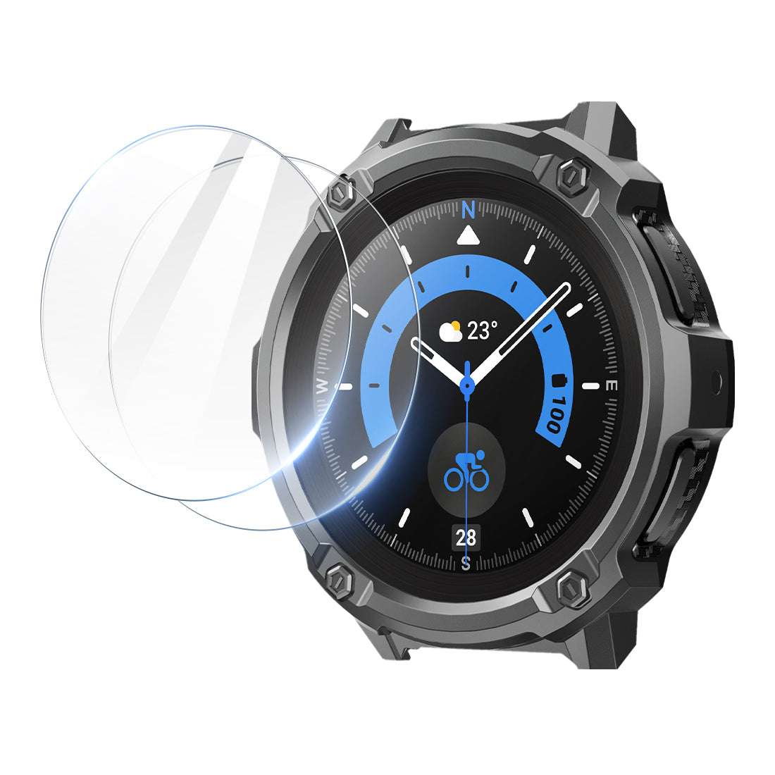 SUPCASE Unicorn Beetle Rugged Case for Galaxy Watch5 Pro 45mm with 2 Glass Screen Protectors - Black