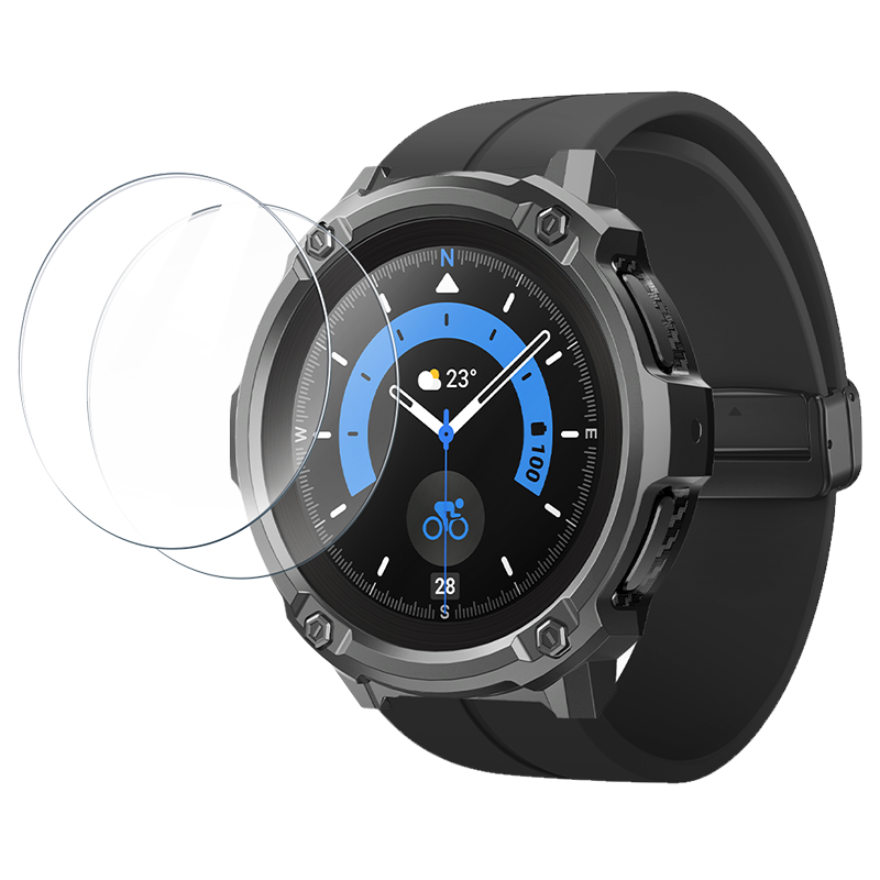 Black SUPCASE Unicorn Beetle rugged TPU case fitted to a Samsung Galaxy Watch5 Pro 45mm smartwatch. — view 4