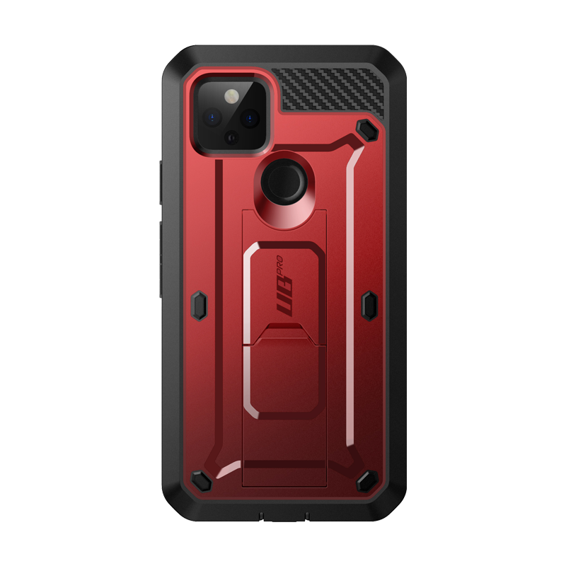 SUPCASE Unicorn Beetle Pro Rugged Holster Case for Google Pixel 5, Metallic Red
