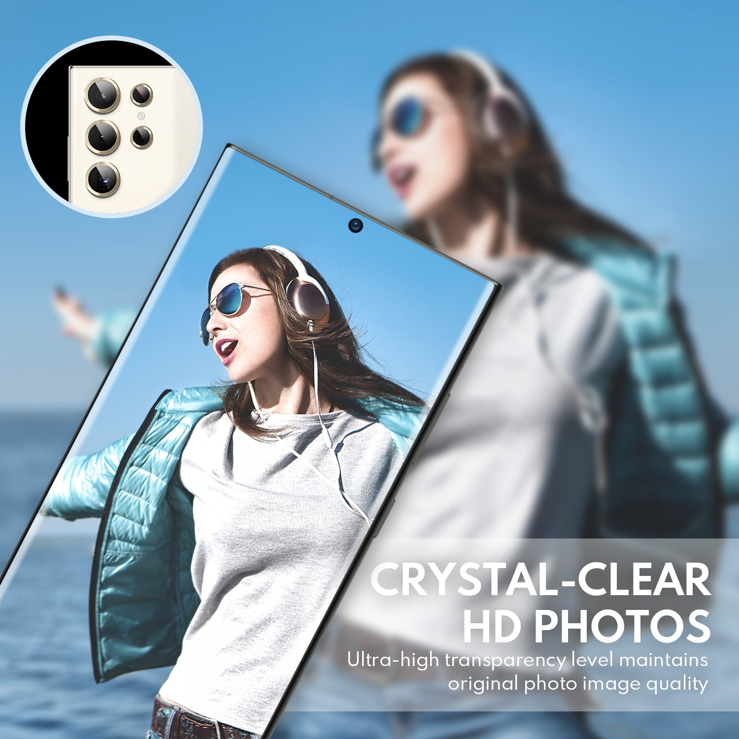 SUPCASE Gold tempered glass camera lens protector for the Samsung Galaxy S23 Ultra. — view 5