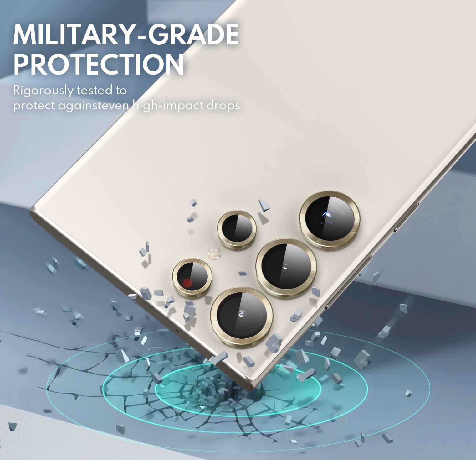 SUPCASE Gold tempered glass camera lens protector for the Samsung Galaxy S23 Ultra. — view 2