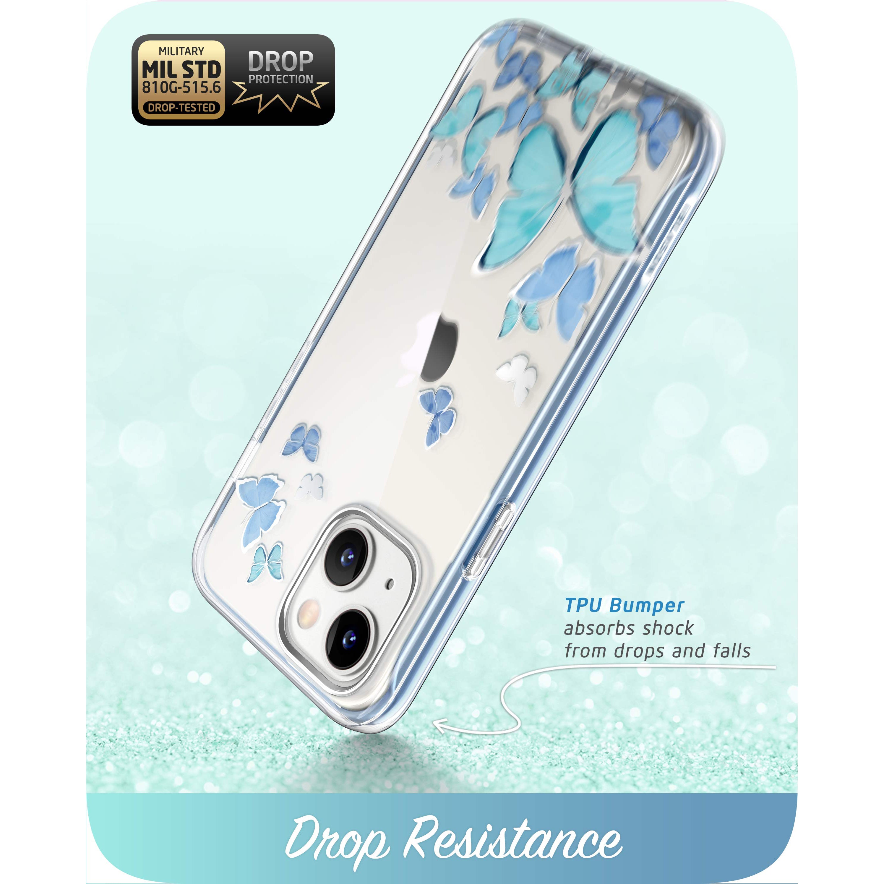 i-Blason Cosmo Butterfly case in the BlueFly design for the 6.1-inch iPhone 14 and iPhone 13. — view 5