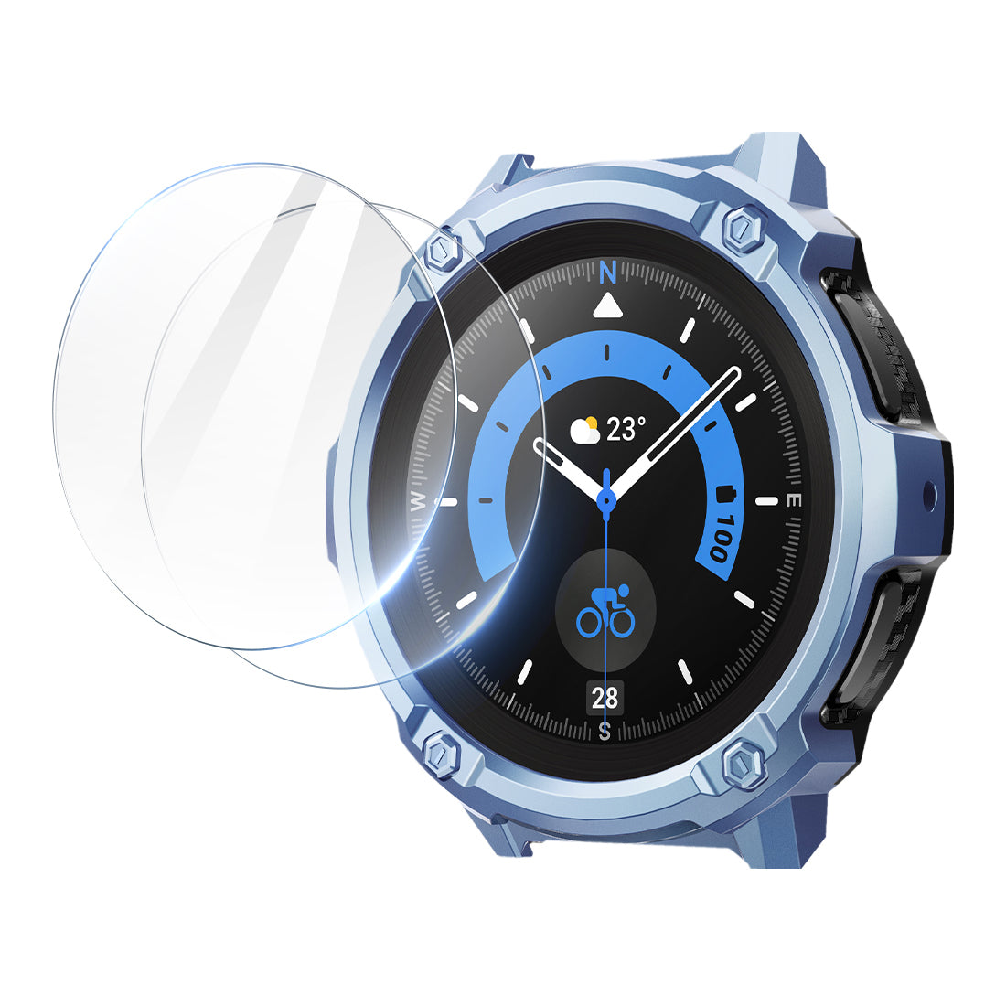 SUPCASE Unicorn Beetle Rugged Case for Galaxy Watch5 Pro 45mm with 2 Glass Screen Protectors - Metallic Blue