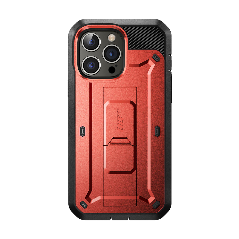 SUPCASE Unicorn Beetle Pro Rugged Case with Screen Protector for iPhone 14 Pro Max, Metallic Red