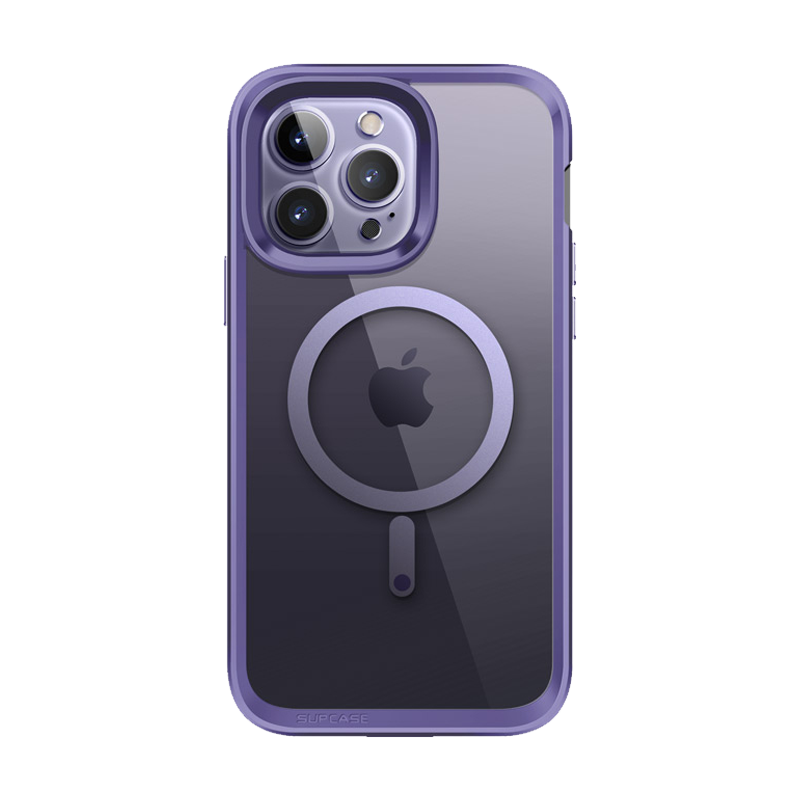 SUPCASE Unicorn Beetle Edge MAG Clear Case with Screen Protector for iPhone 14 Pro, Deep Purple